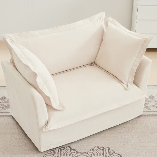 Armchair with 1 Big Back Cushion and 2 Big Toss Pillows Single Deep Seat Fabric