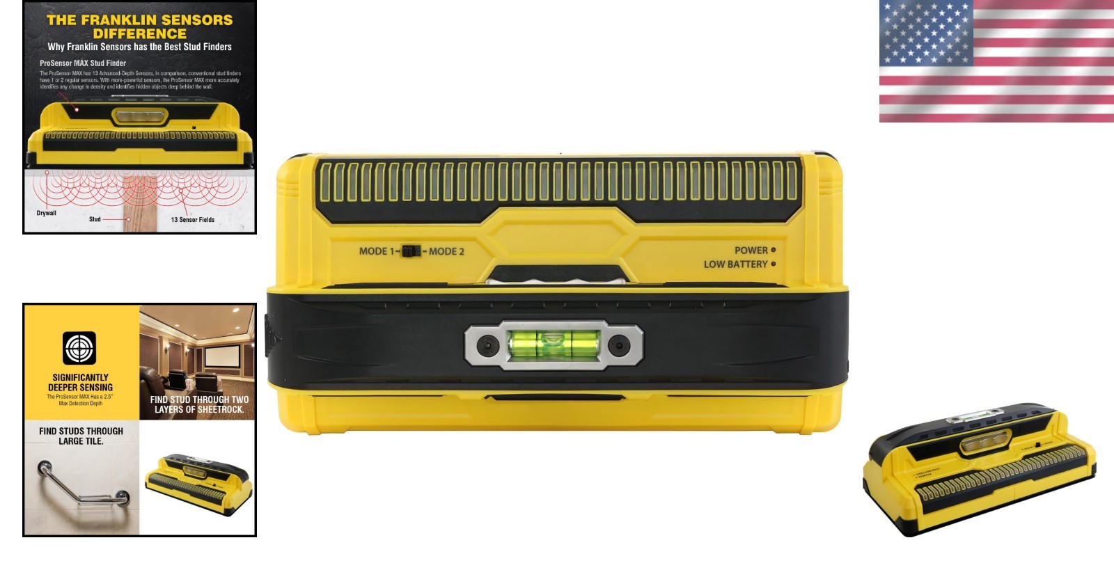 Accurate ProSensor MAX Stud Finder with 13 Sensors and Built-in Bubble Level