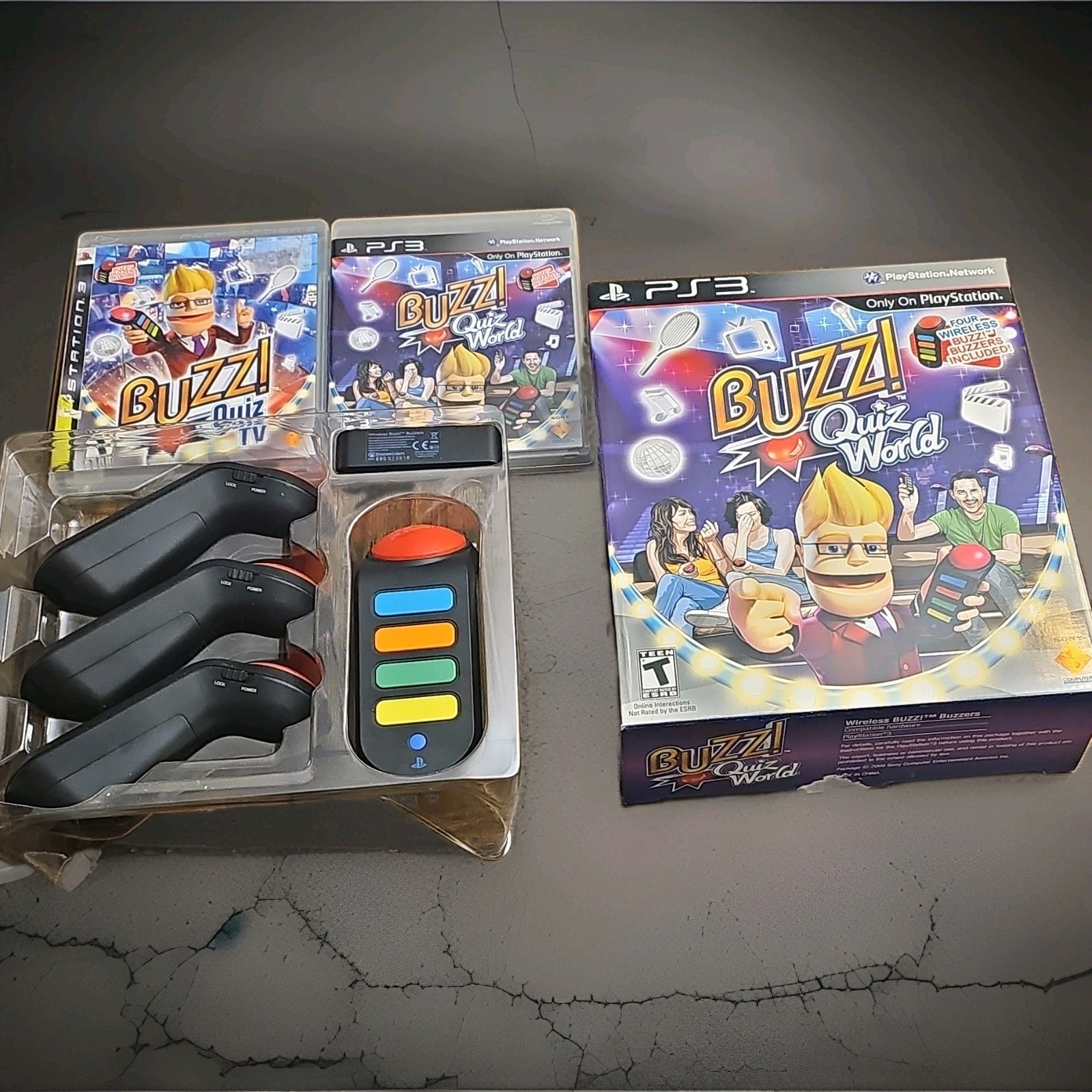Sony PS3 Buzz! Quiz World Bundle: 4 Wireless Buzzers w/ USB & box + Quiz TV Game