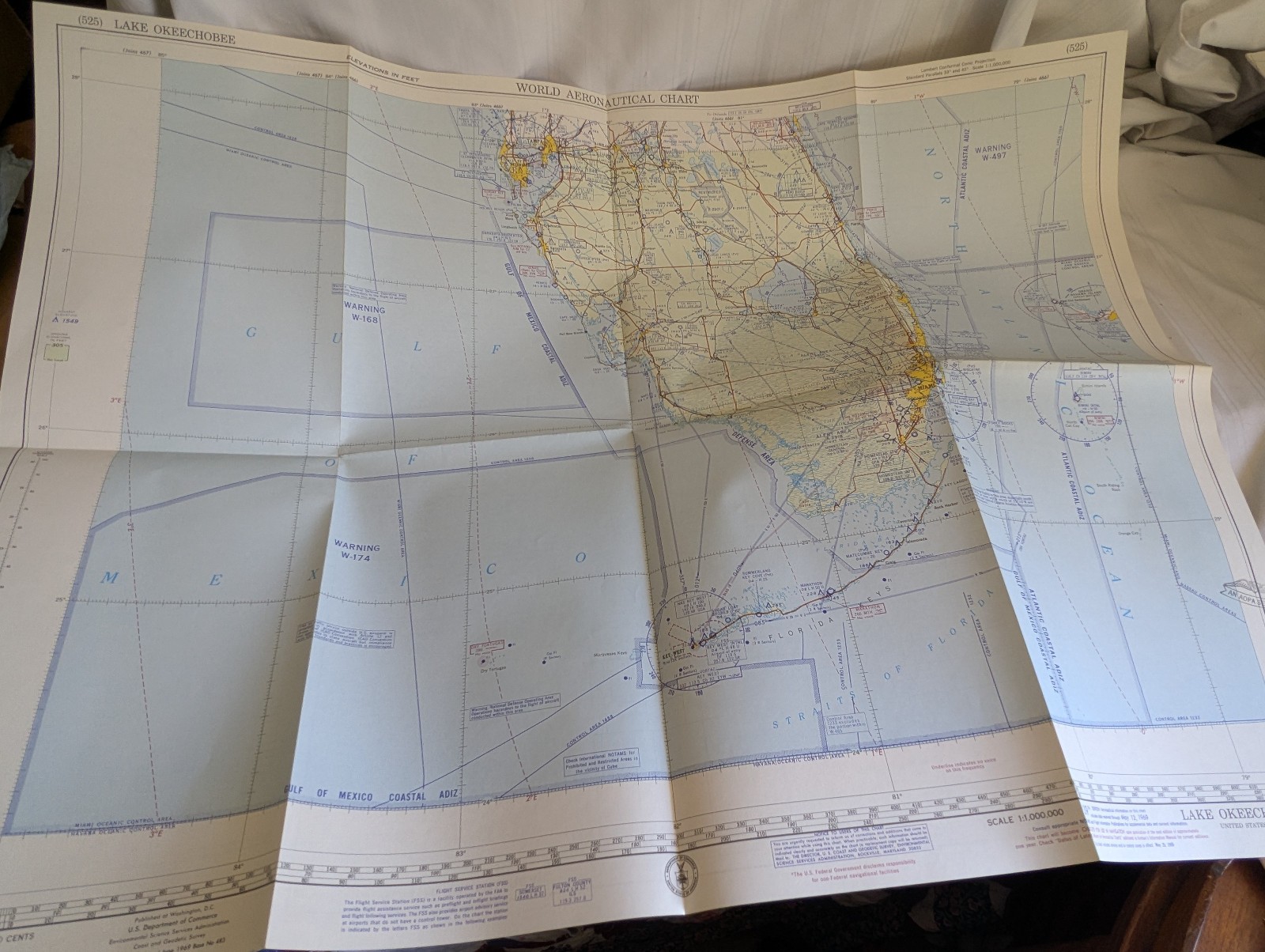 World Aeronautical Chart map Lake Okeechobee FL  (525) May 12, 1969