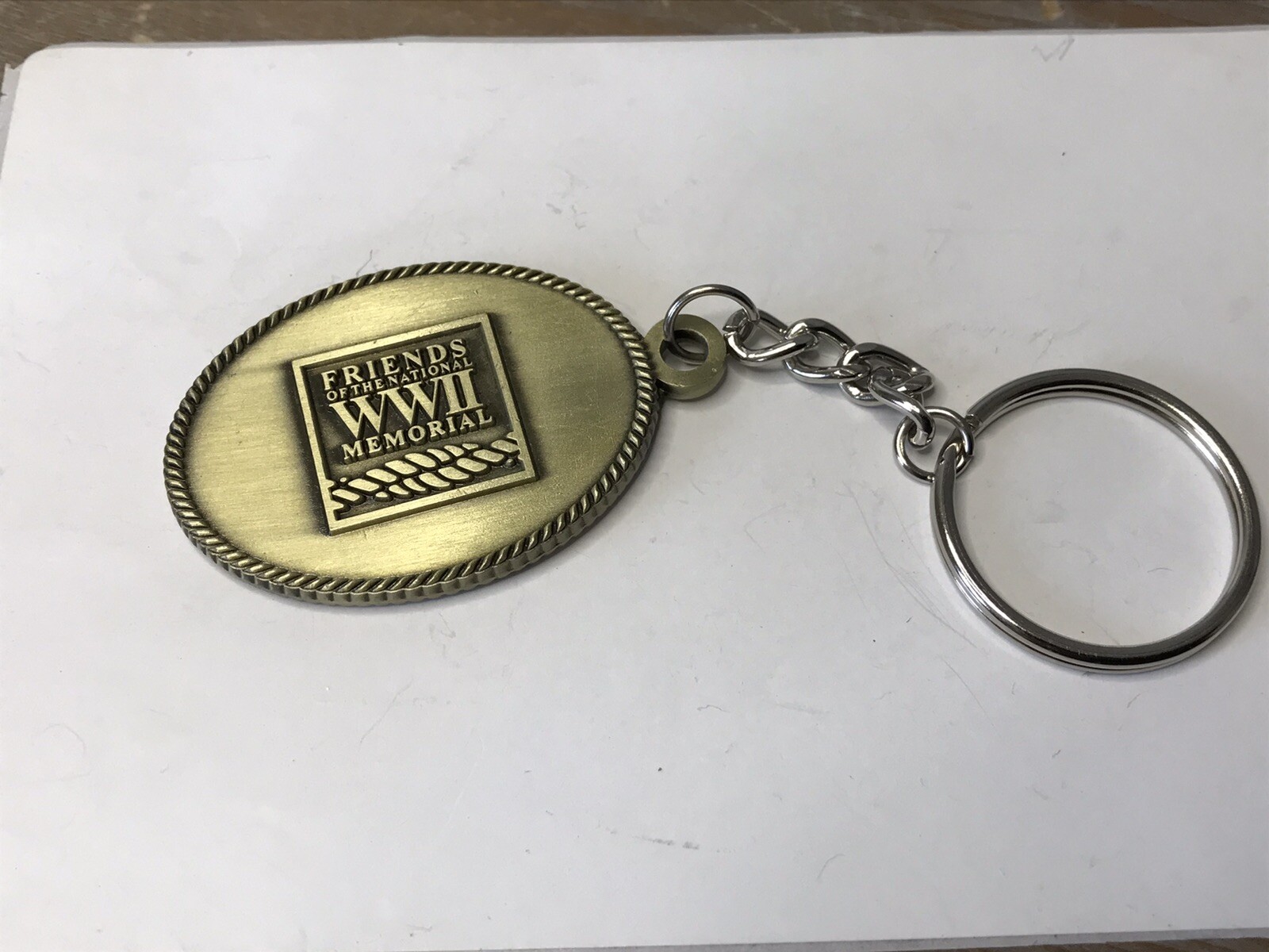 Friends Of The National WWII Always Remember Their Sacrifice Keychain Gold Color