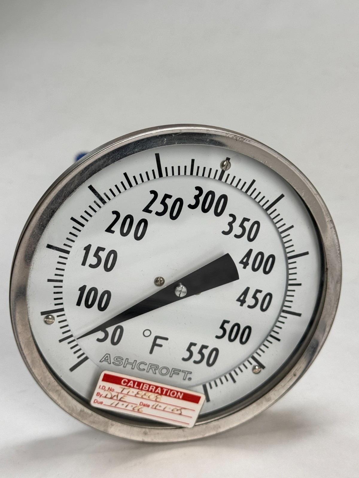 ASHCROFT Adjustable Angle Thermometer, 0-550F, 5" Face, 4-1/2" Stem, 3/4" NPT