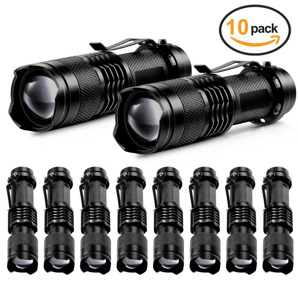 2-10x Mini LED Flashlight Torch Penlight Clip Pocket Zoomable Lamp Pen Light