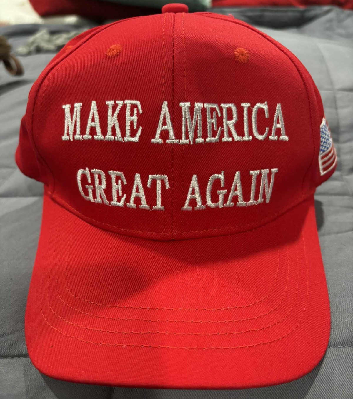 MAGA HAT -Red w/ American Flag - NEW