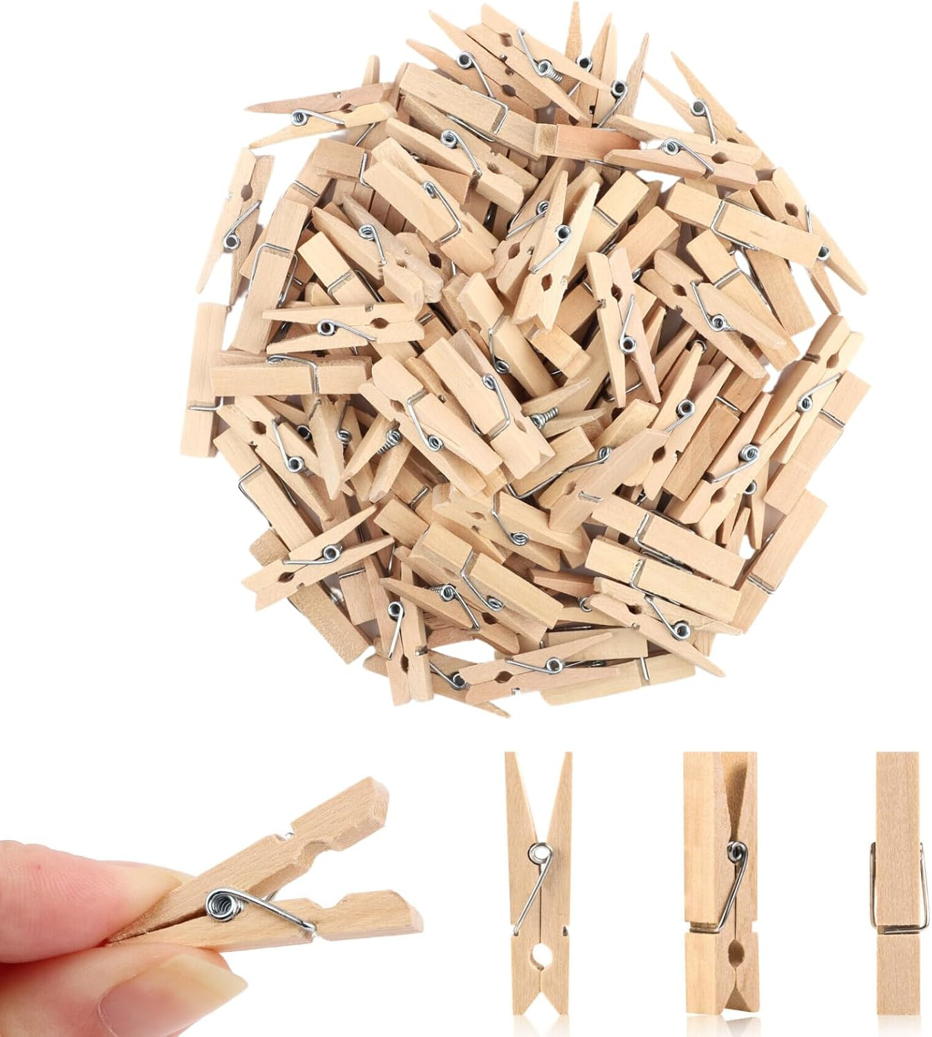 Small Clothes Pin, Mini Clothespins, 100 PCS Mini Clothes Pins Wooden with St...