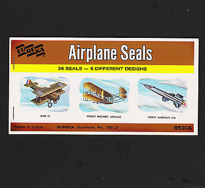 1962 Eureka Airplane Seals Booklet of 36 6 Different Designs