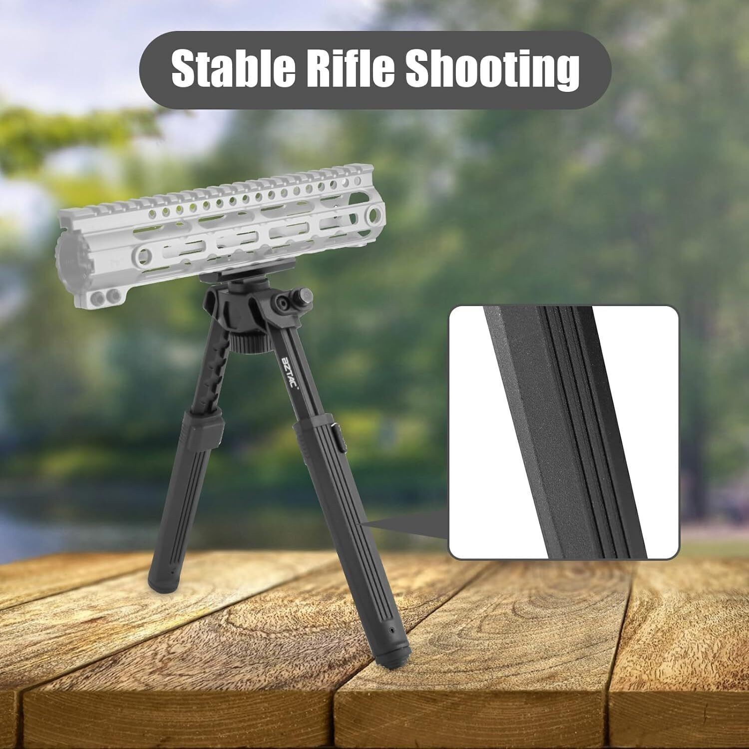 Tactical Rifle Bipod For M-lok Rail Mount 7.6" - 10.6" Adjustable Hunting Bipod
