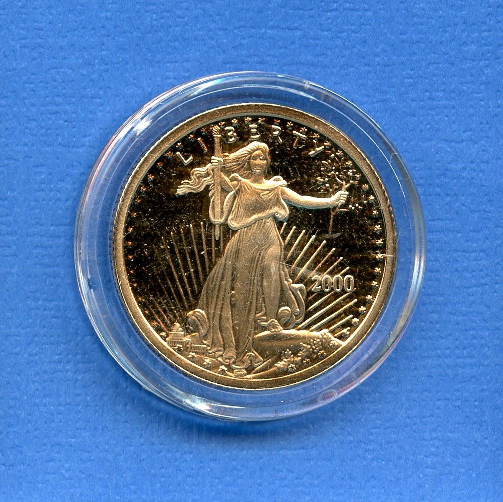 2000 St. Gaudens Liberty Walking Tribute 1" Two Tone Token #70 Medal