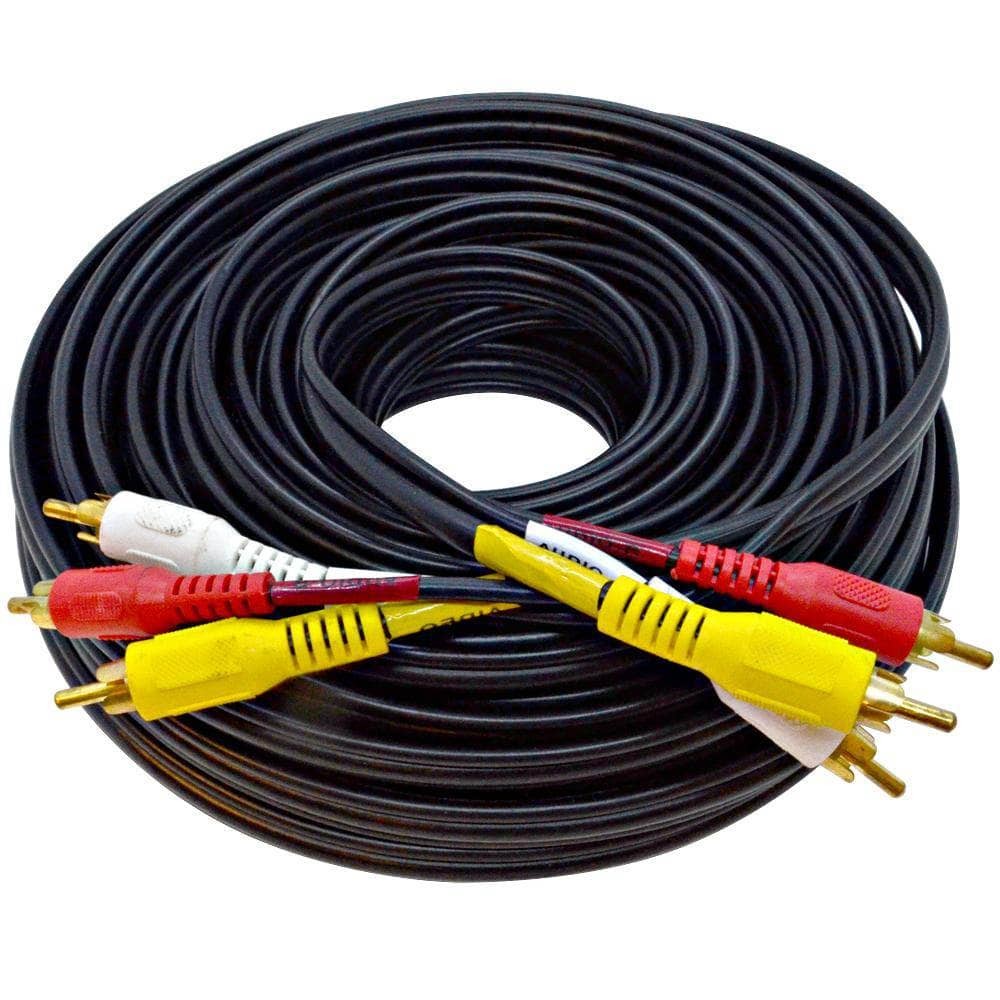 SARCRWY50 50ft 3 RCA Composite Audio Video RG59 Heavy Duty Cable