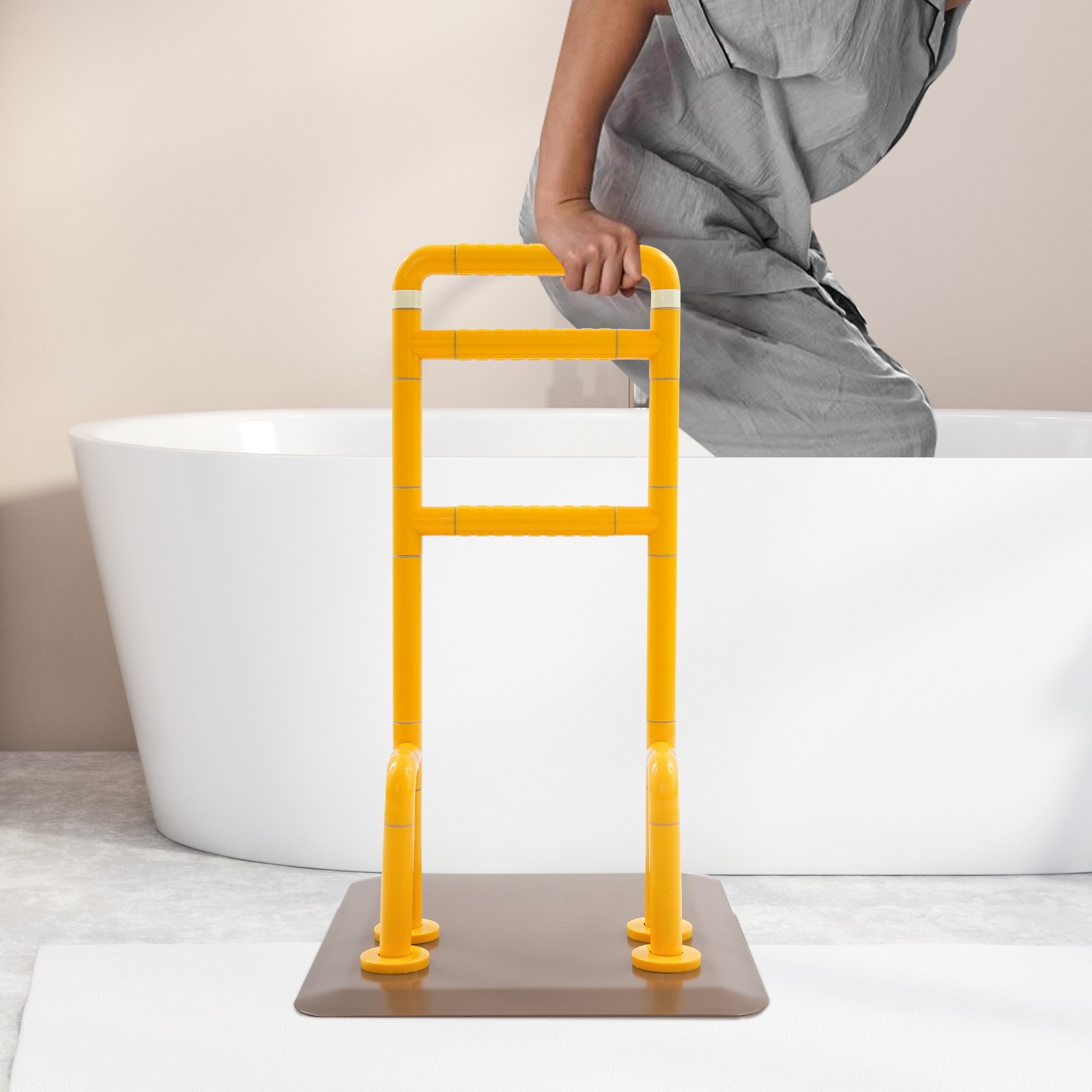 3-Level Stand Assist Handrail Floor Mount Yellow for Bed & Sofa