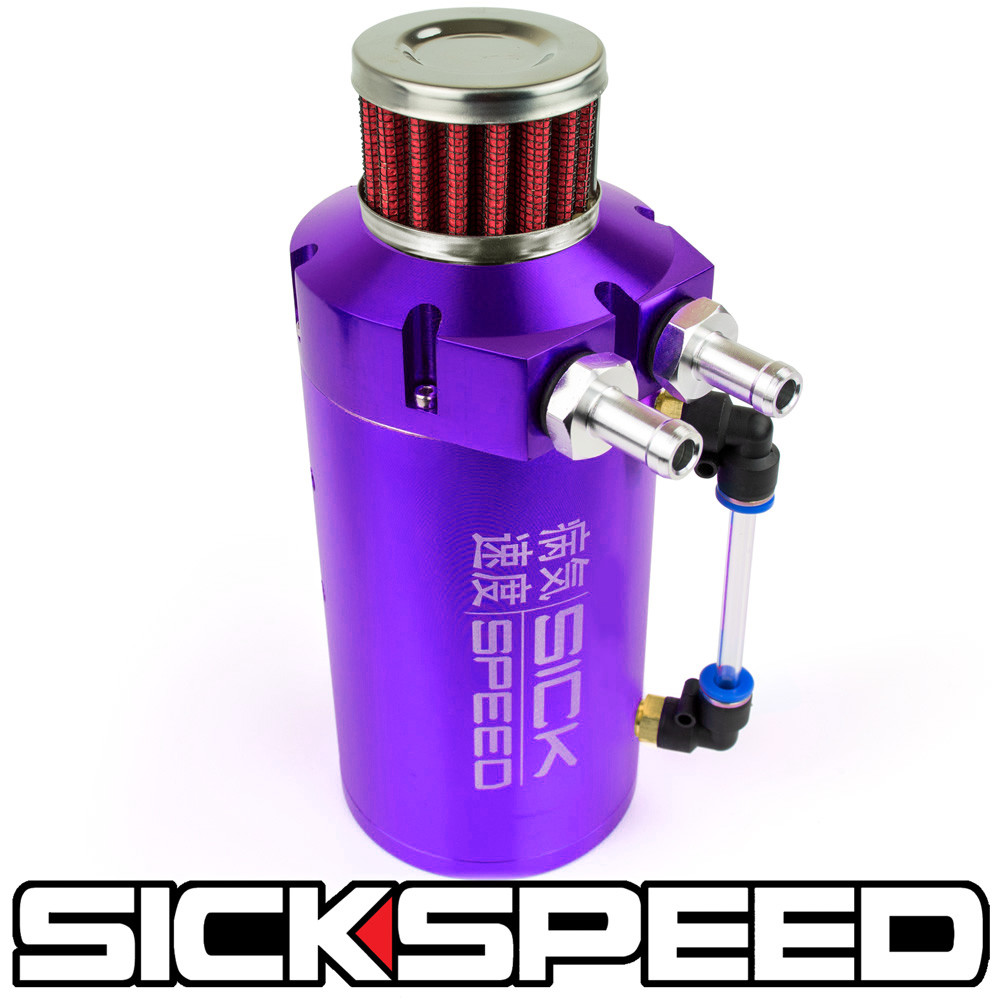 SICKSPEED PURPLE VENTED OIL CATCH CAN BAFFLED ENGINE BREATHER FILTER P1