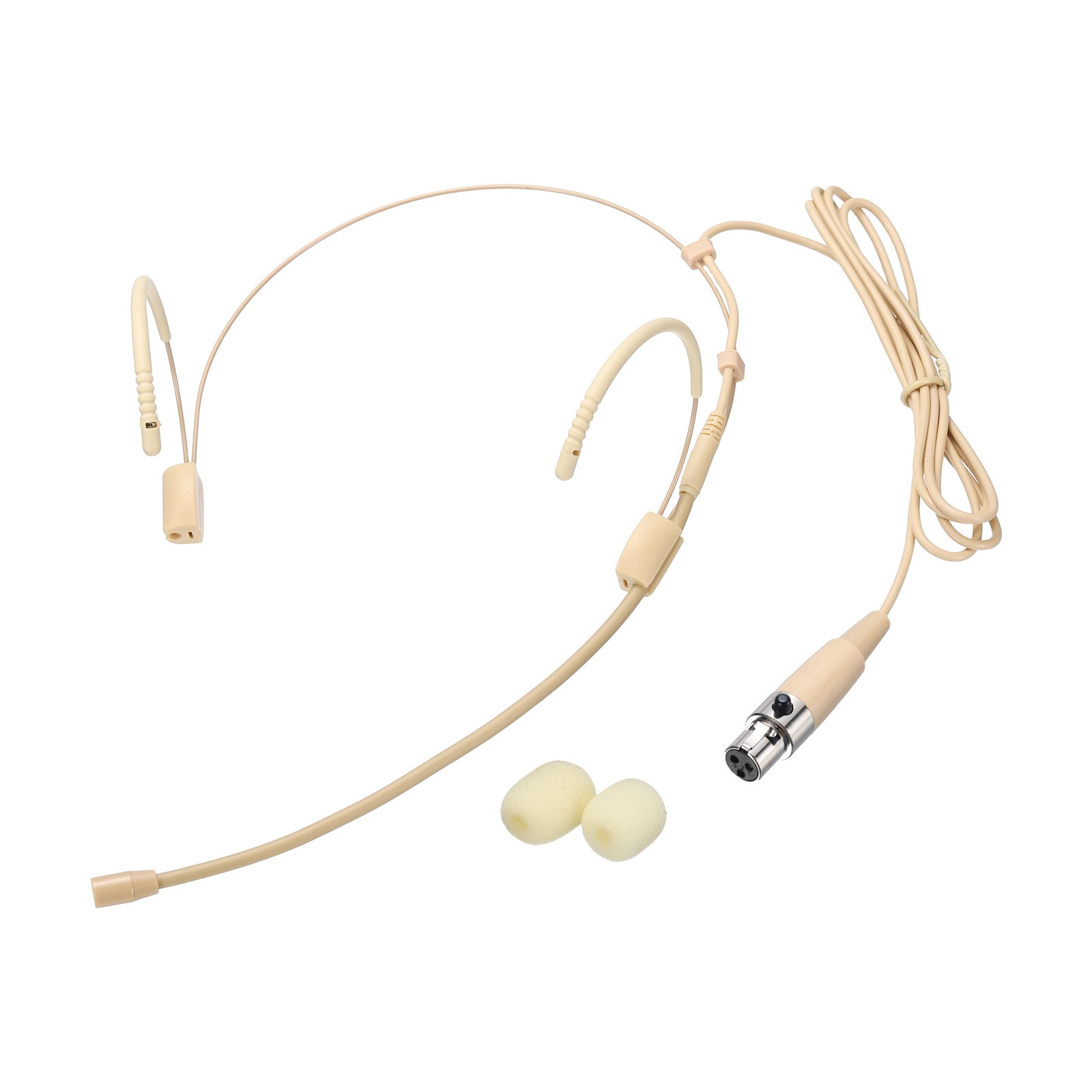 Headset Microphone Dual Over-Ear Set Hanging with Mini XLR 3 Pin Plug, Beige