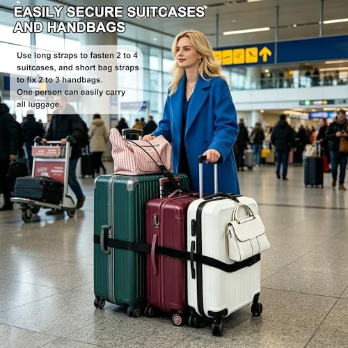 5 Pack Adjustable Luggage Connector Straps for Multiple Suitcases | Adjustable