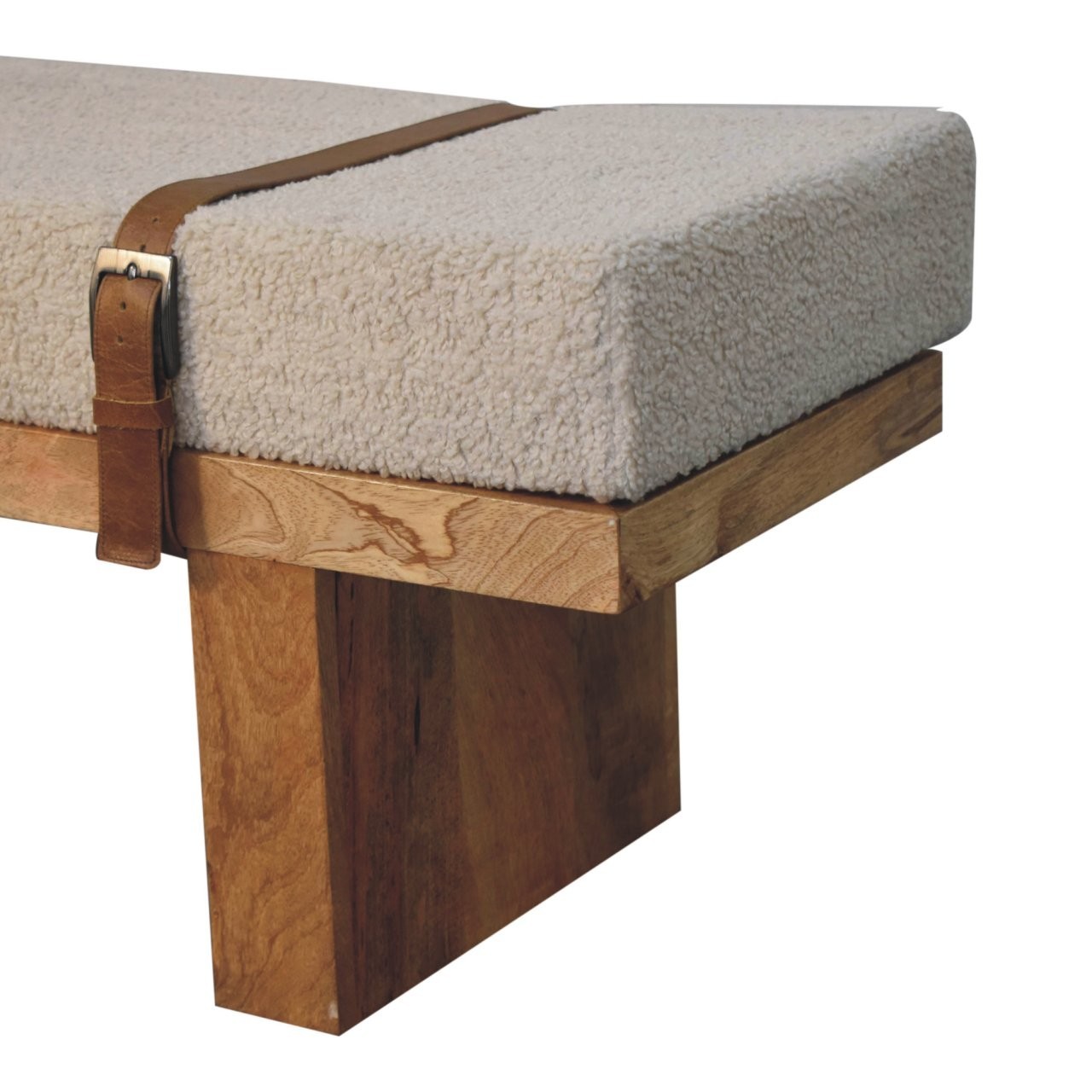 Belmont Cream Boucle Strap Bench