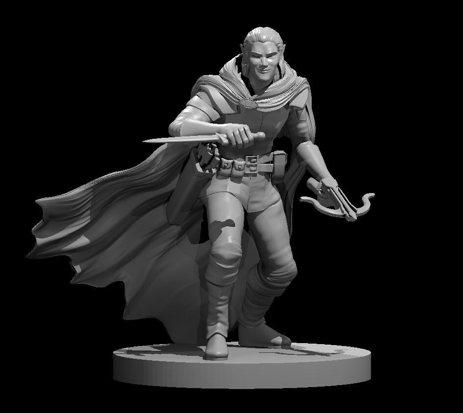 Elf Male Rogue Dual Weapon Adventurer 28mm Scale DND D&D Tabletop Mini