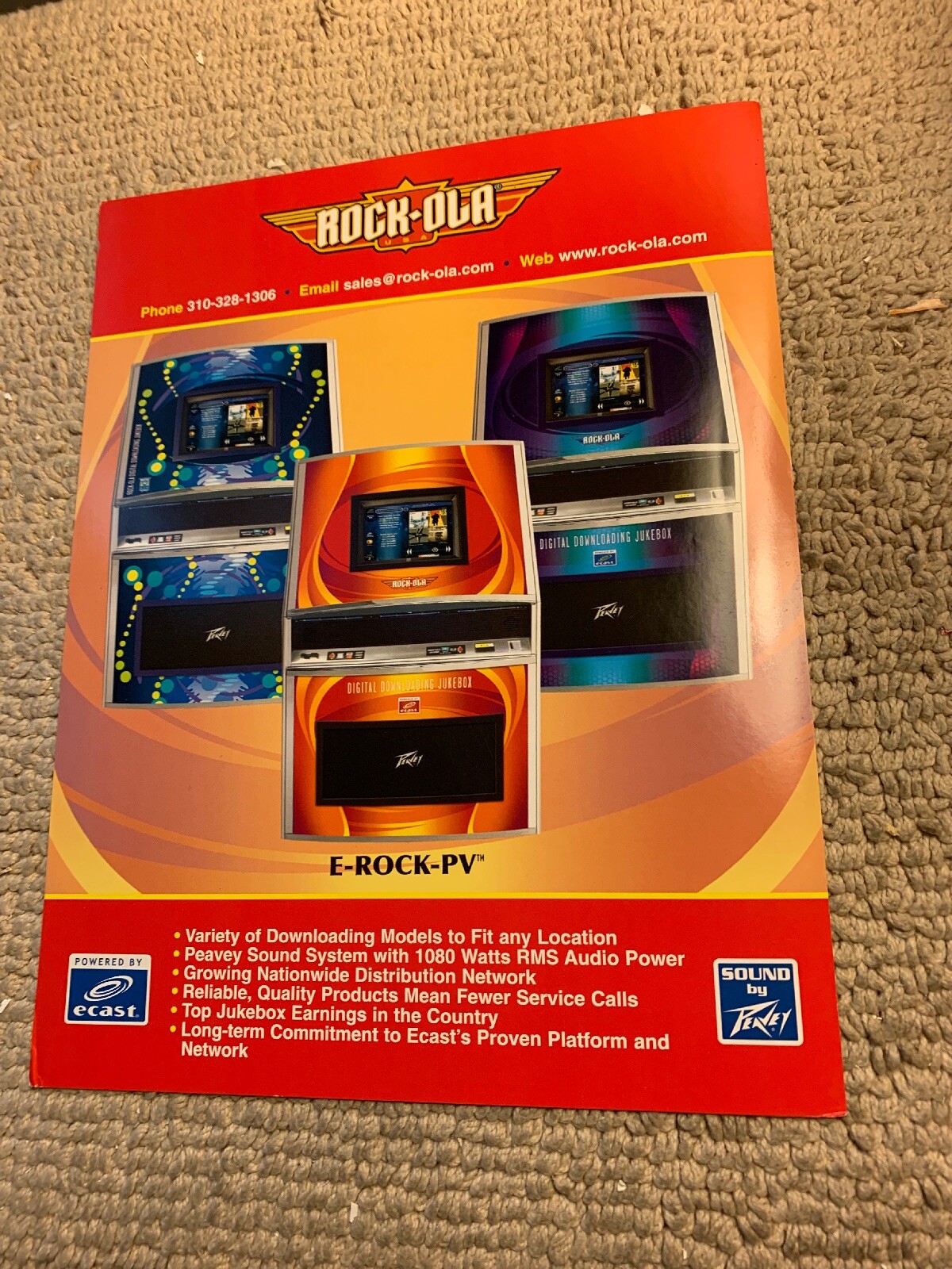 new old stock Rock Ola E Rock Pv Jukebox FLYER