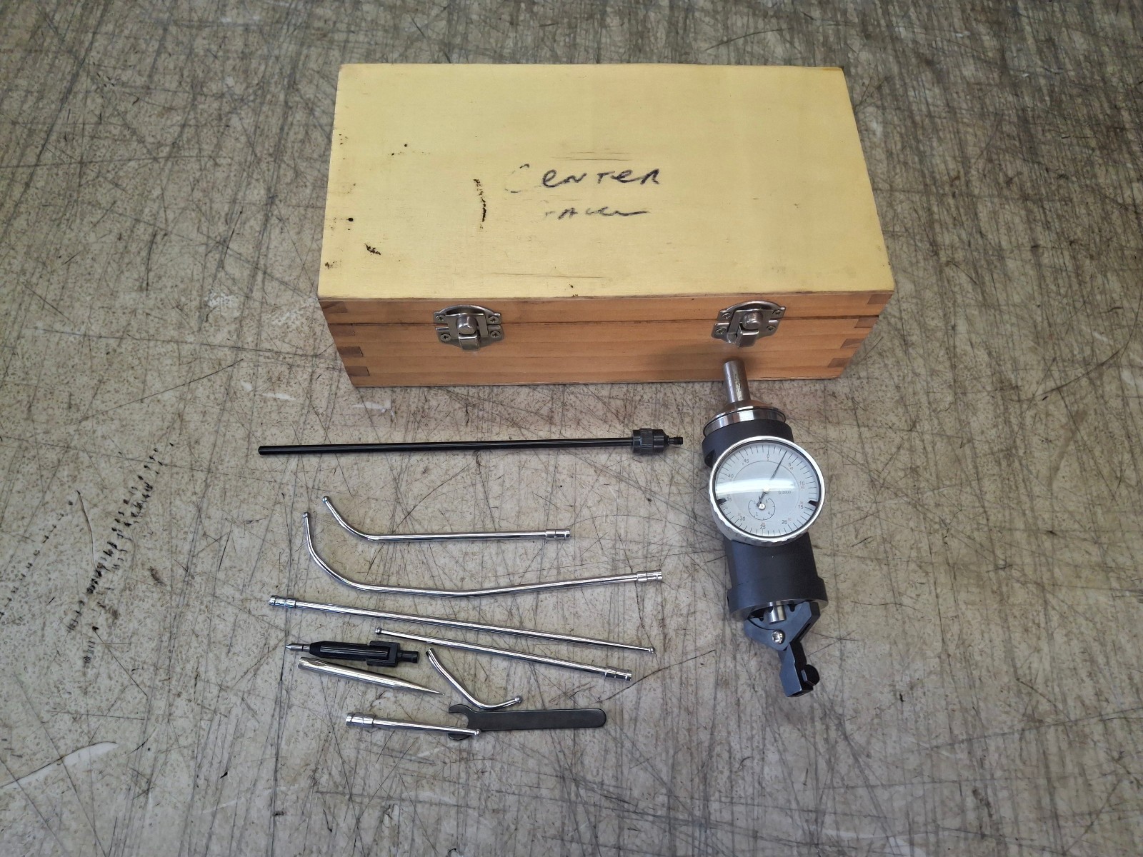 Offset Axis 0.0005 Center Indicator Gauge In wooden Case w/ Accessories