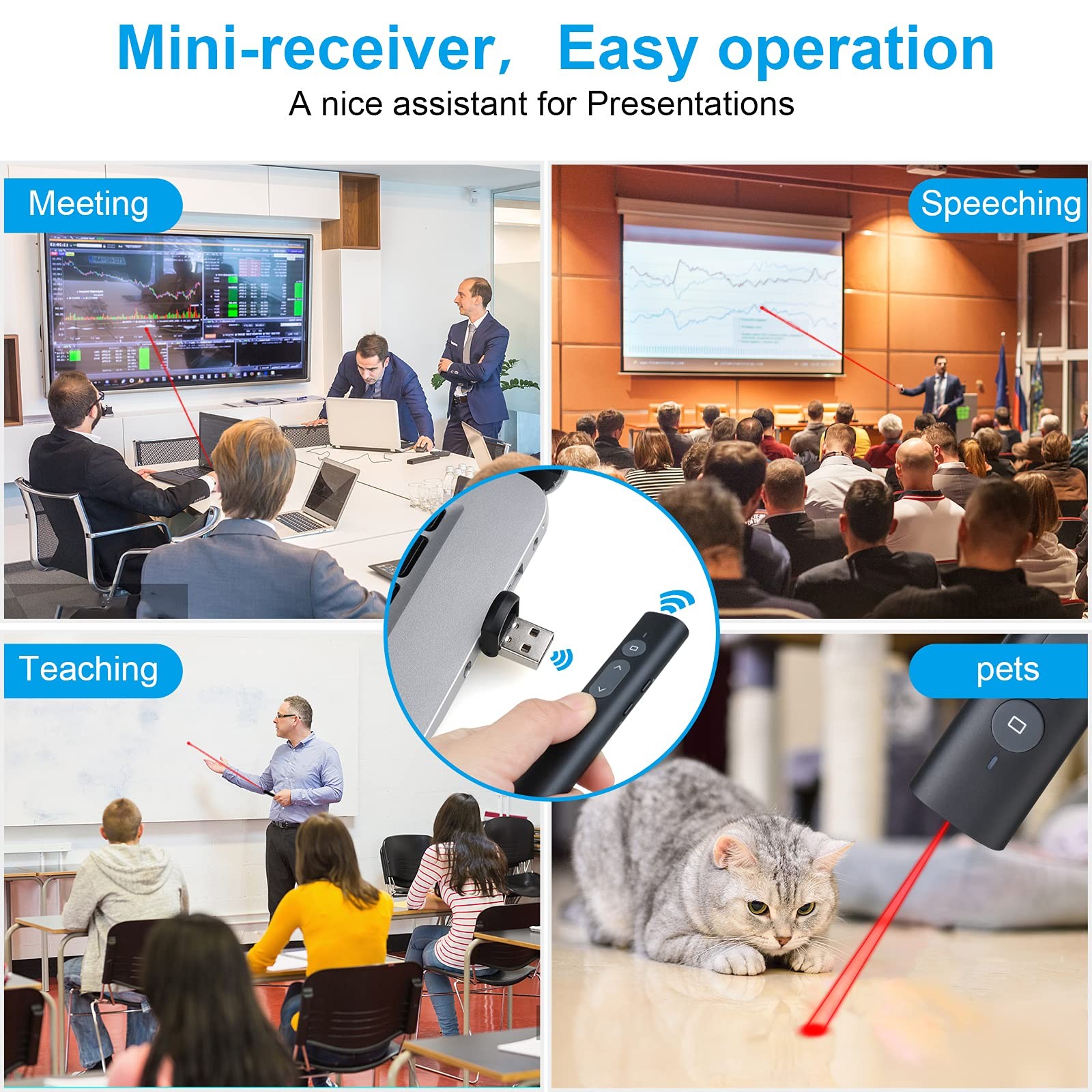Presentation Clicker Presentation Remotes, Type C/USB A 2 in 1 Pointer, Remot...