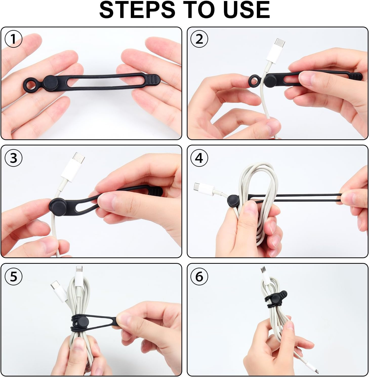 Oneleaf 30Pcs Cord Organizer, Silicone Cable Ties Reusable, Cord Ties for Electr
