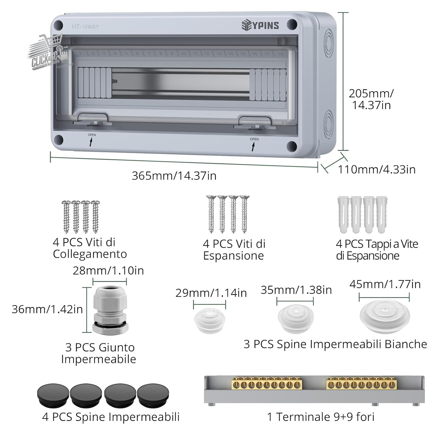 IP65 36 Modules 3 Row External Control Panel Box 280x510