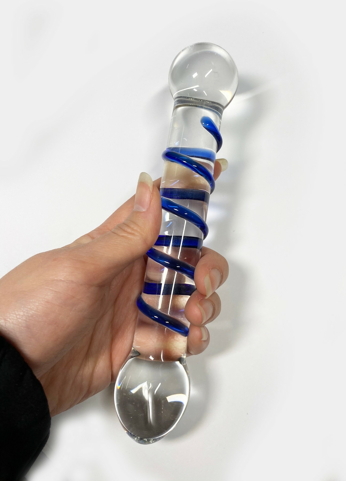 Blue Straight Glass Crystal Dildo G-Spot Anal Butt Plug Adult Sex Toy 6.7"