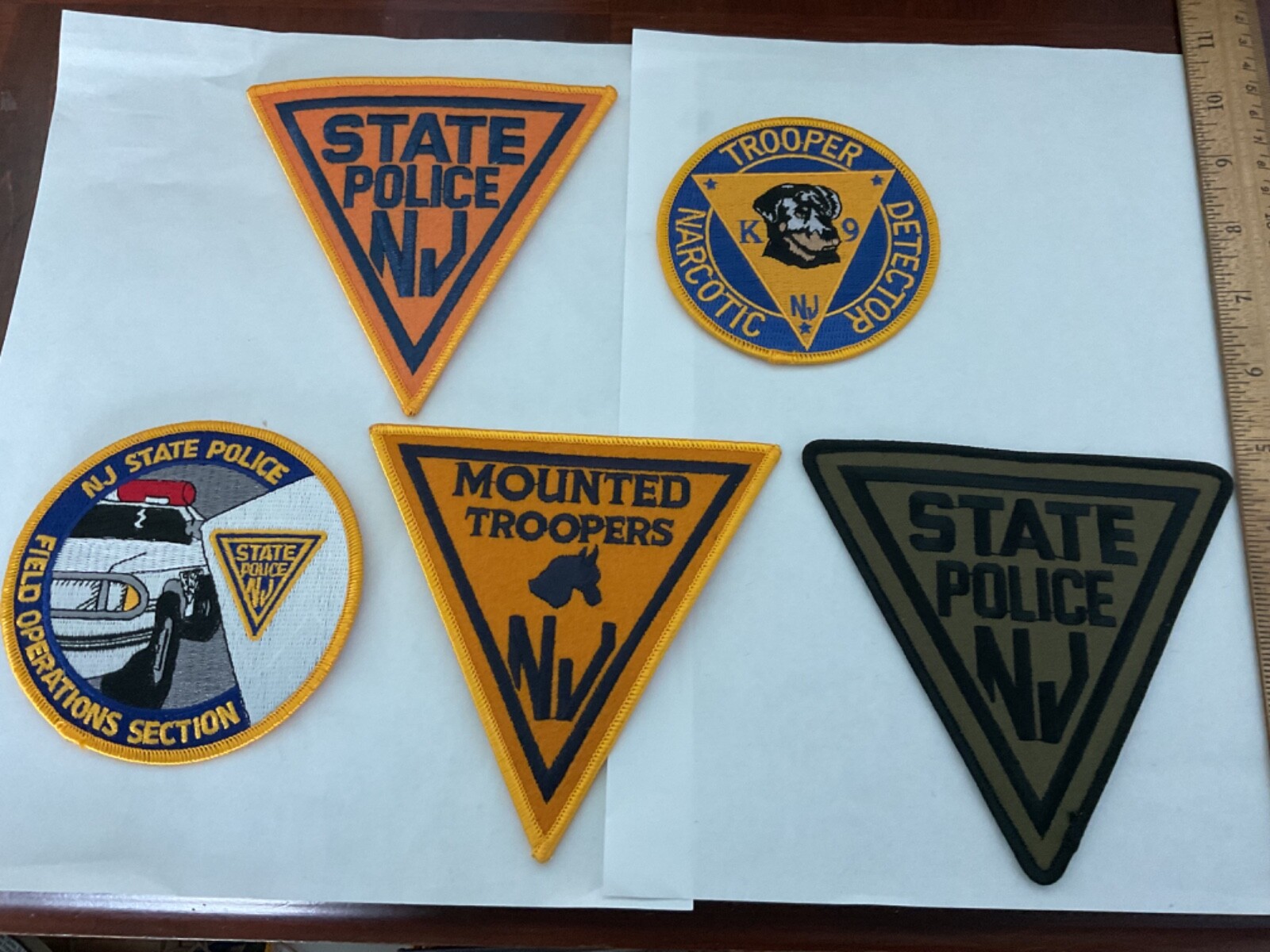 NJ. State Police  patches All different 5 piece set. All new.Full size