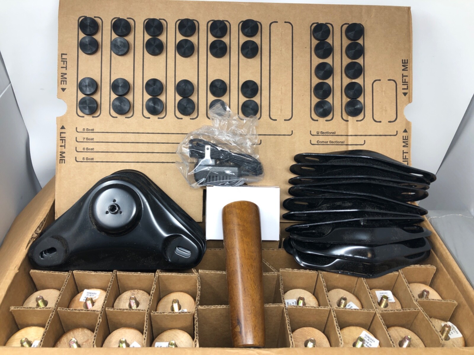 NLG-L6-DW 7 L Sectional Dark Wood 12 Support 5 Corner 34 Thumbscrews Leg Set
