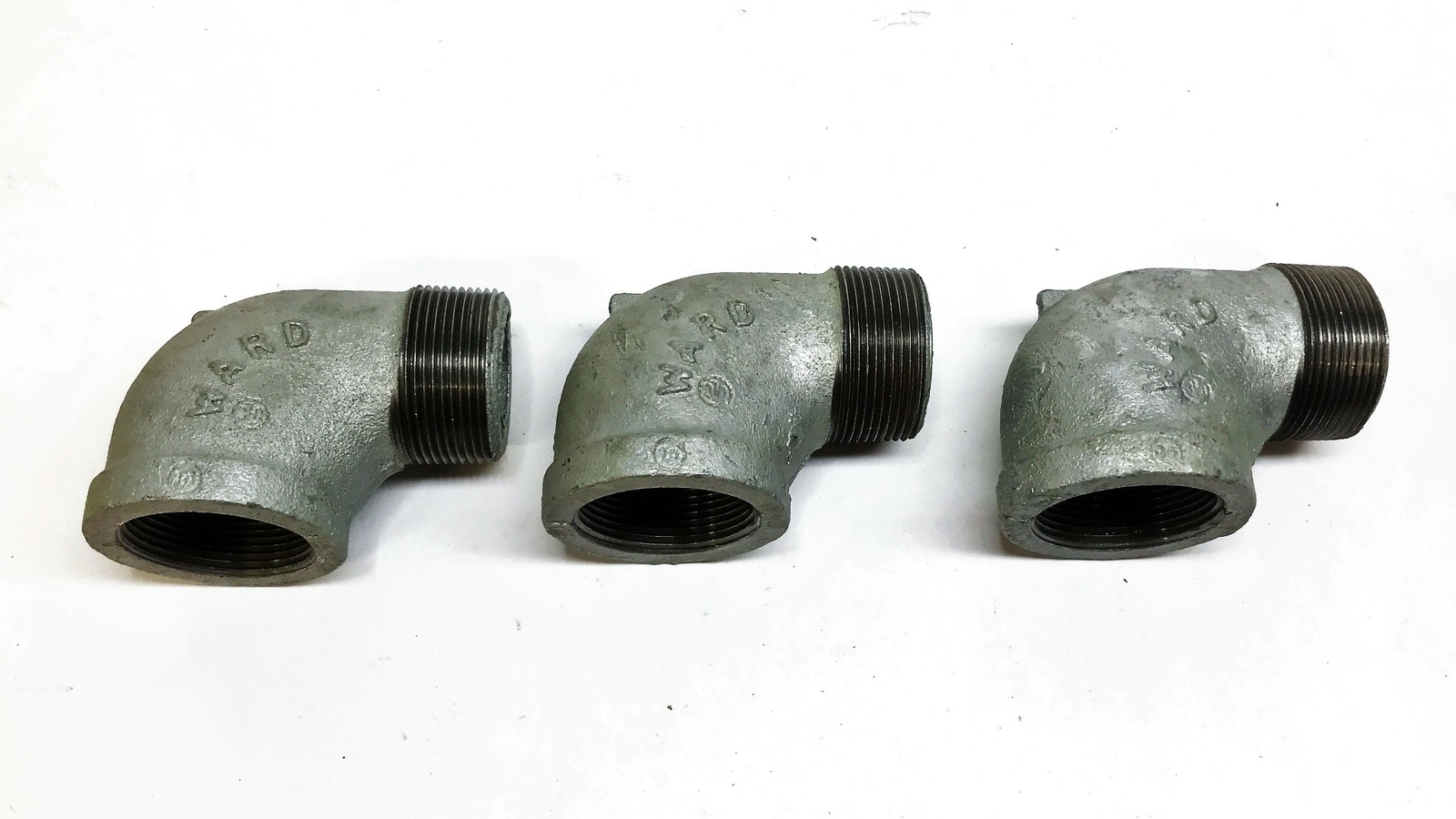 Ward Galvanized 1-1/2" MNPT x 1-1/2" FNPT 90 Degree Elbow [Lot of 3] NOS