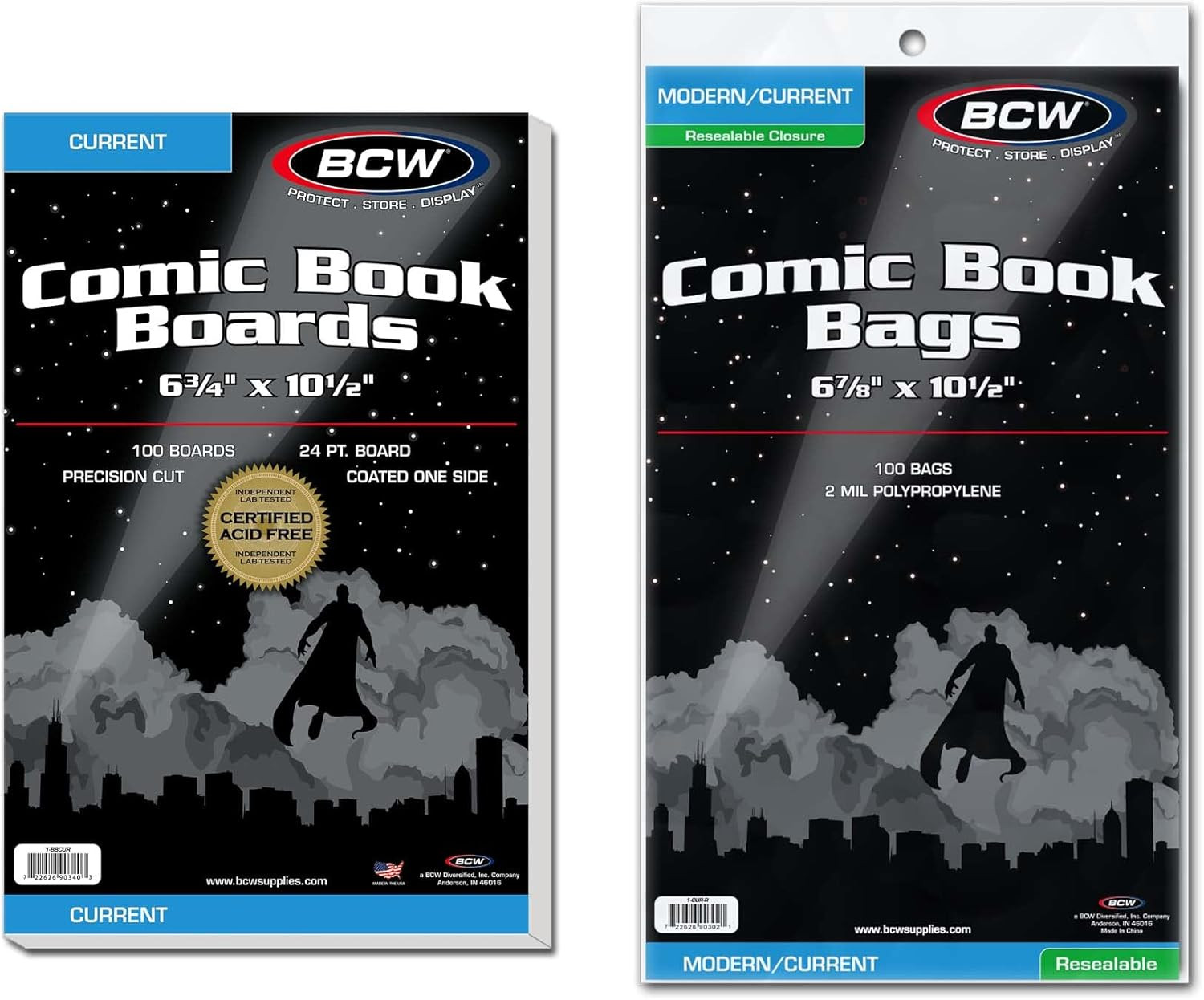 Resealable Current Comic Book Combo Pack | 100 Pack for Acid-Free Backing