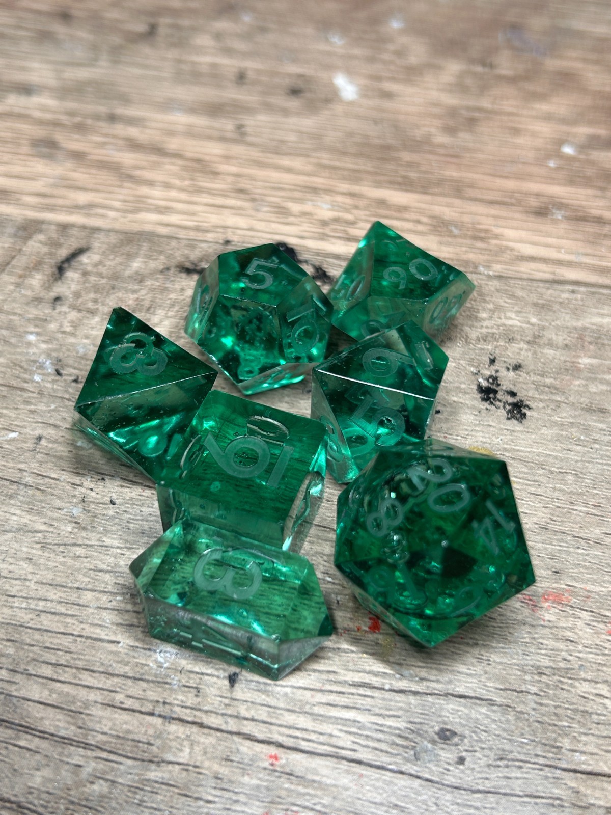RAW* Dice: Green Malachite _ Resin-Cast Dice Set  *See Description* Handmade D&D