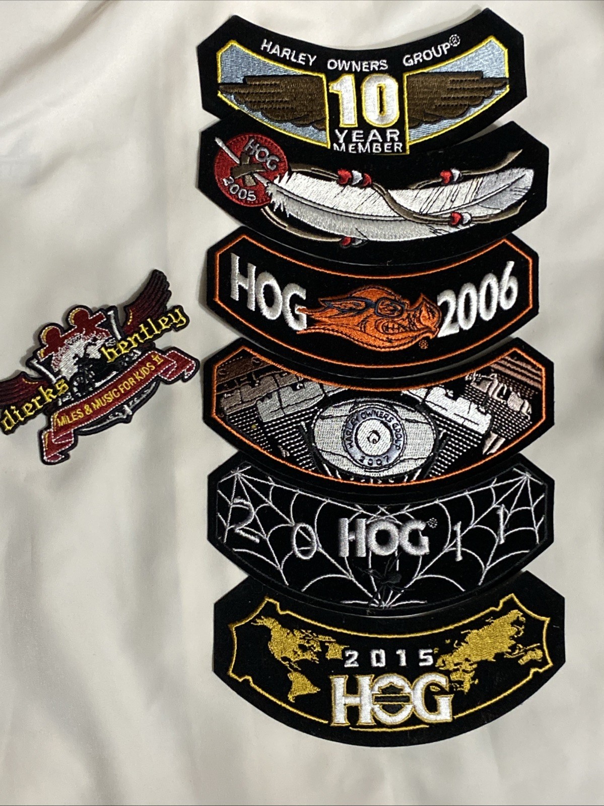 Harley Davidson Patches 10 Yr, 05,06,07,11&15 (7total)