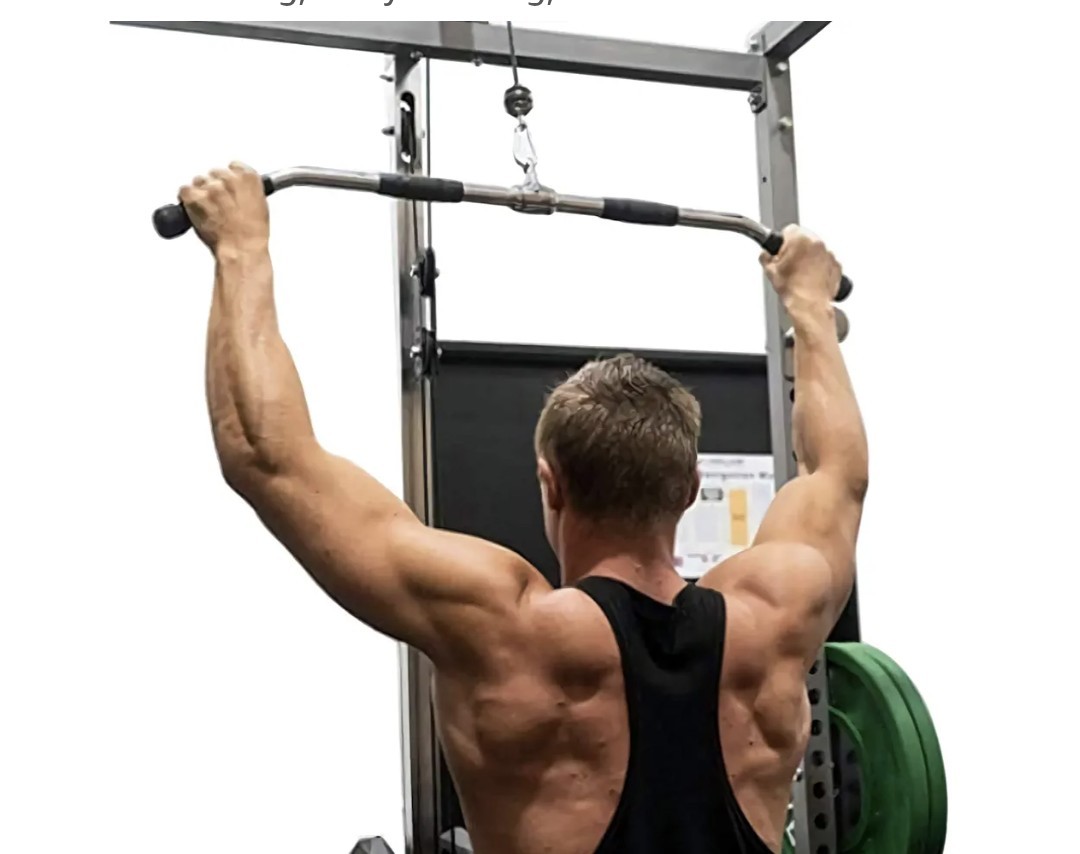 NEW 8.8 Lb LAT Cable Machine Attachment, Curl Pulldown Bar, Full Rotation, Steel