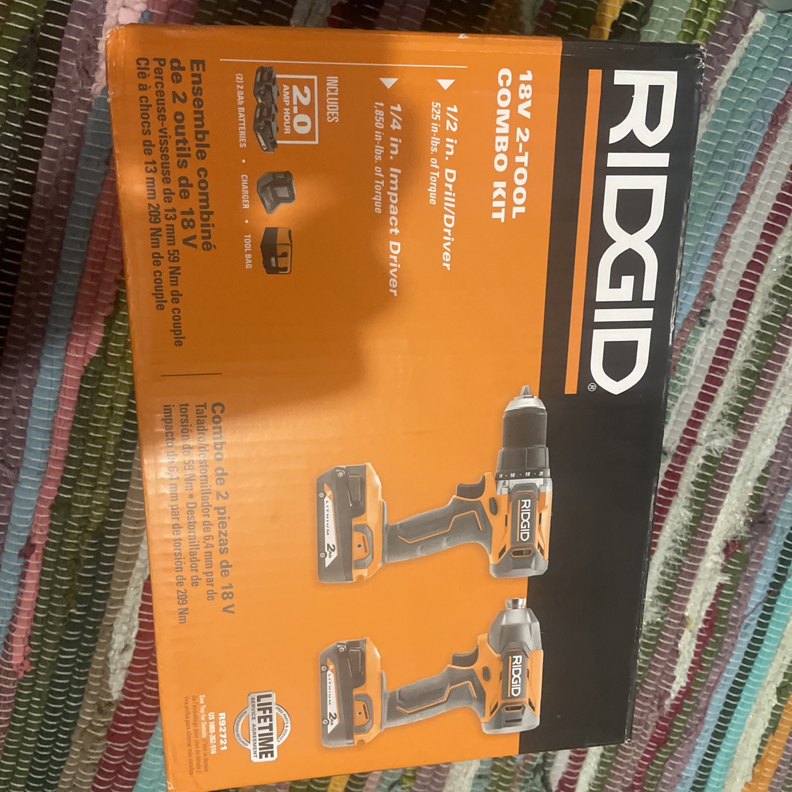 RIDGID 18V Cordless Kit: Drill & Impact Driver with 2 Batteries- New/sealed