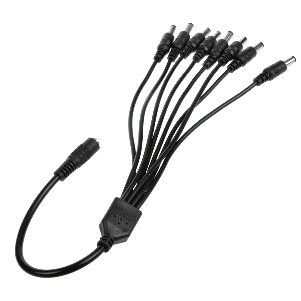 DC1-24V 1 Female To 8 Male CCTV 8-way Power Splitter Cable Cord Lead 5.5mm/2.1mm