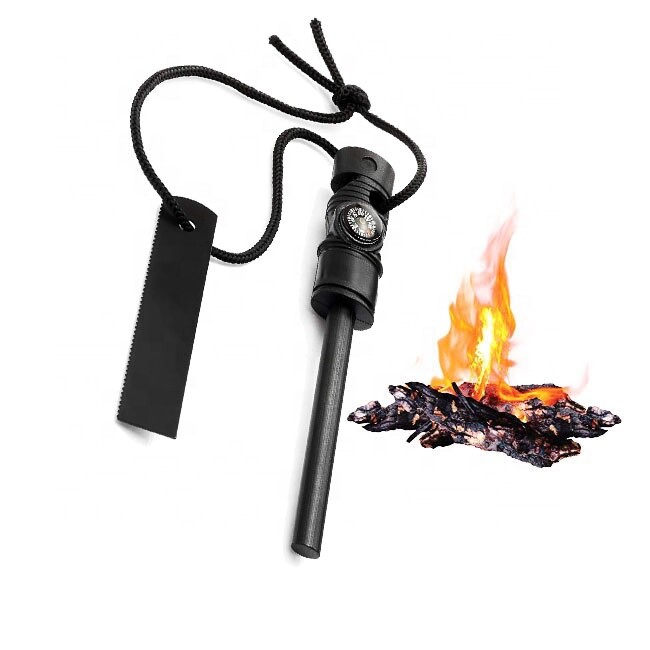Survival Fire Starter Magnesium Fire Starter Rod Compass, Whistle USA SHIPPER