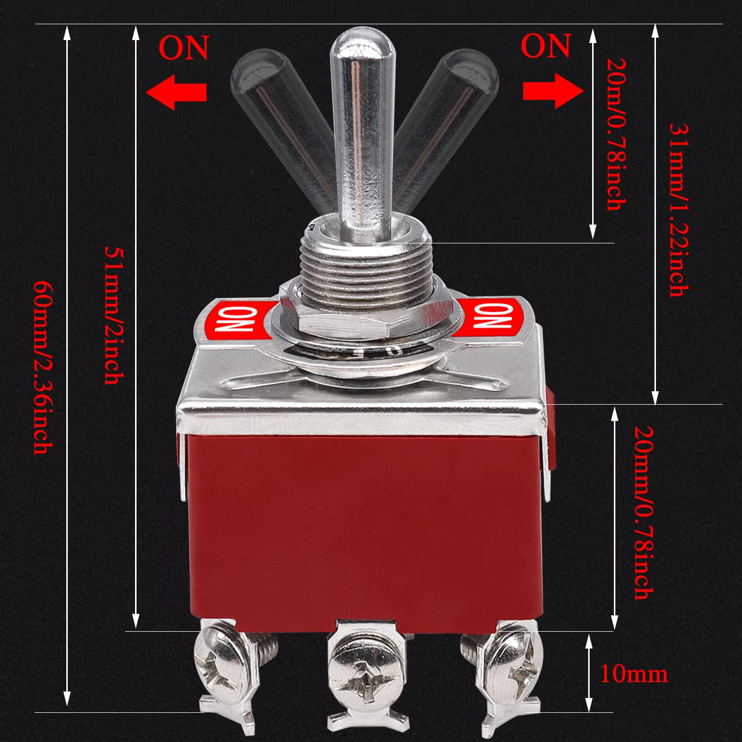 2Pcs Momentary Toggle Switch DPDT (On)-Off-(On) 6 Terminal 3 Position Toggle Swi