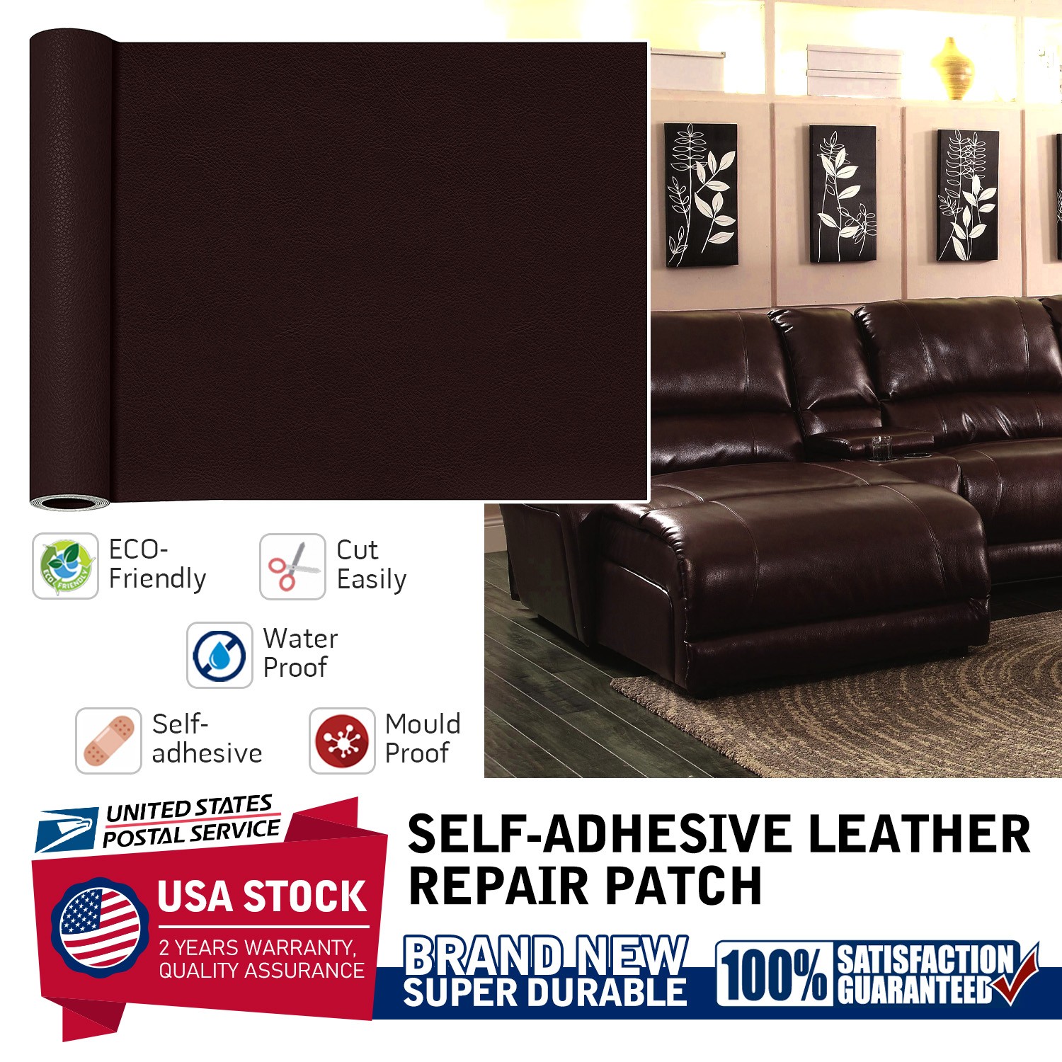 Multiple Sizes Available Leather Repair Stick on Car Seat Sofa Self-Adhesive