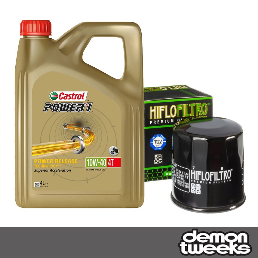 4L Castrol Power 1 10W40 Oil & HiFlow Filter For Kawasaki 2006 Z750 J6F HF204