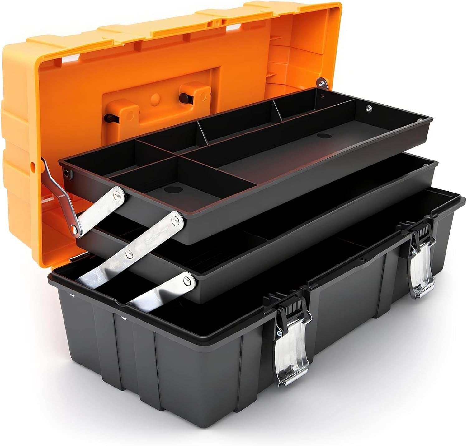 Torin 17" 3-Tier Portable Tool Box, Multi-Function Organizer, Orange