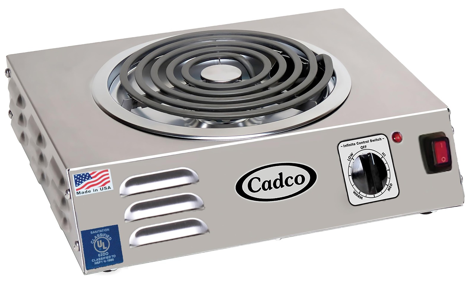 Cadco CSR3T 14" Electric Portable Countertop HiPower Hot Plate w/One Tubular ...