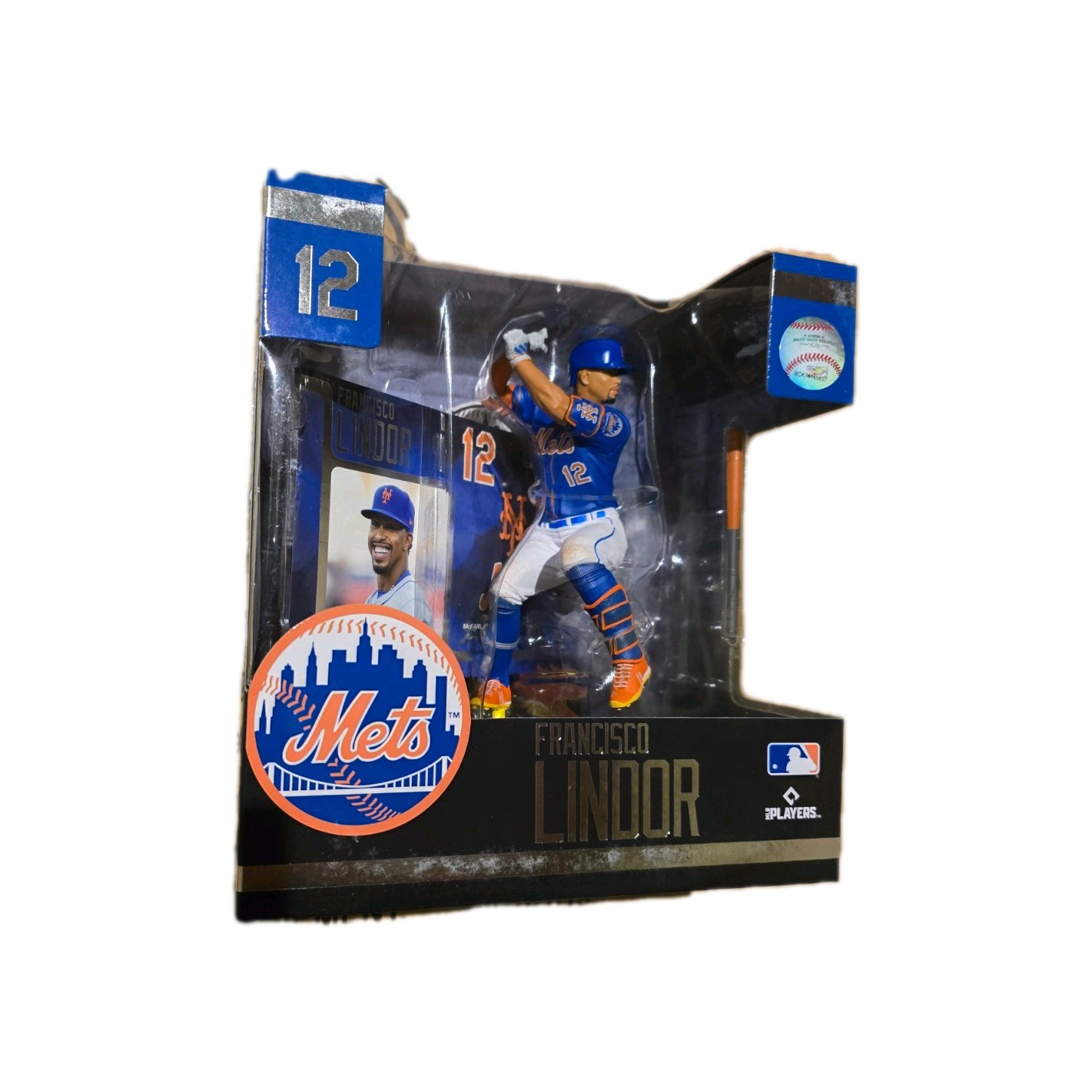 McFarlane Sports MLB Francisco Lindor New York Mets Figure + Stand Backdrop