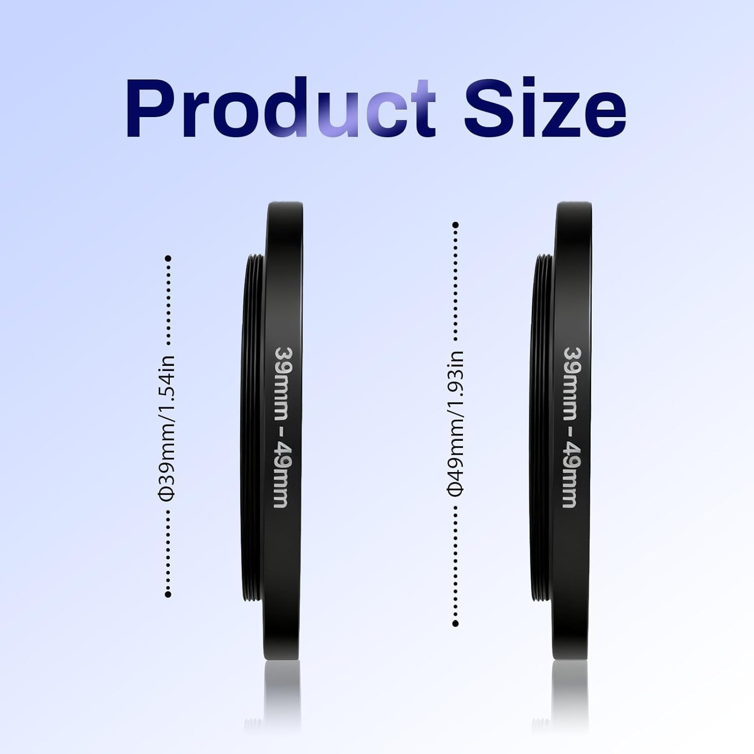 39Mm to 49Mm Lens Filter Adapter Ring, Metal Step up Ring Adapter Filter Steppin