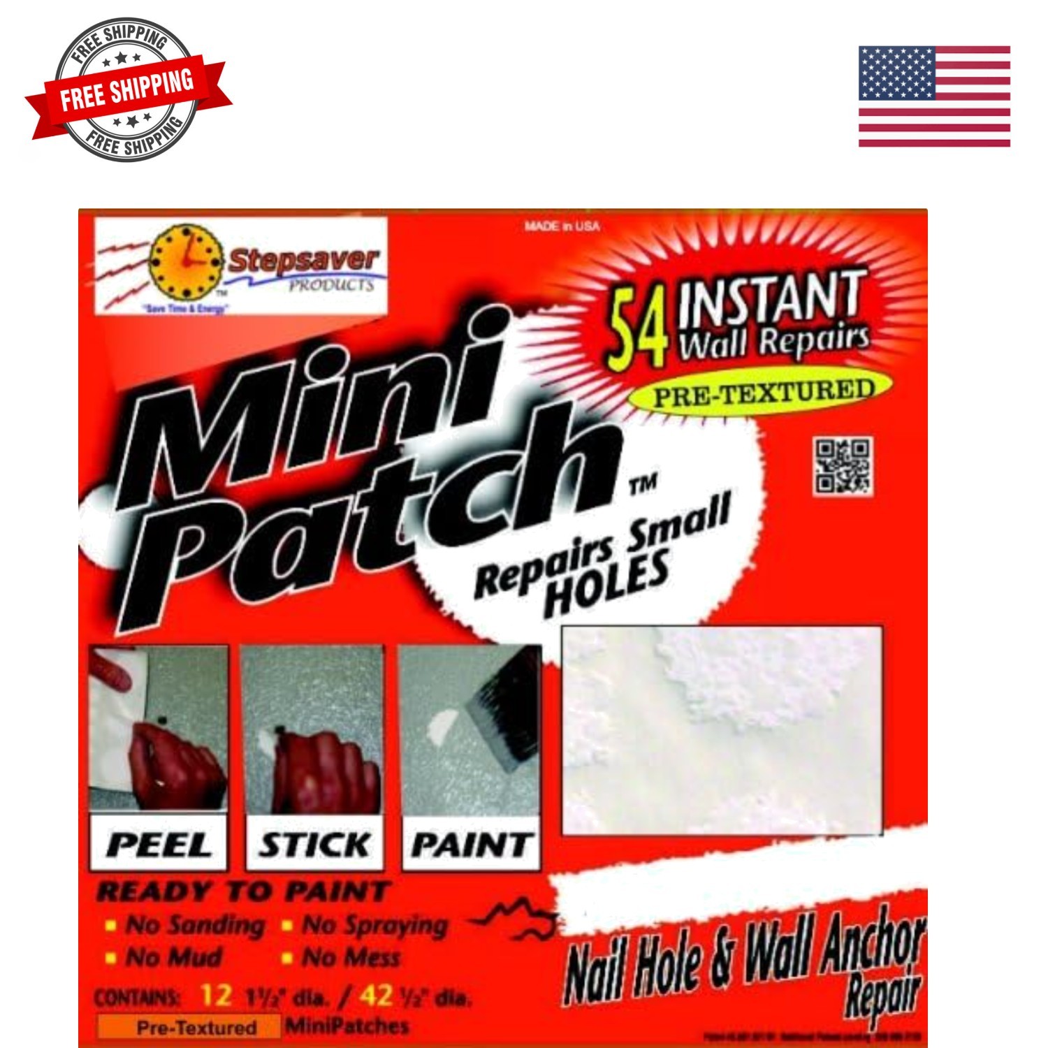 Made Mini Patch Textured Wall Repair Kit. Repair Nail and Wall Anchor Sized H...