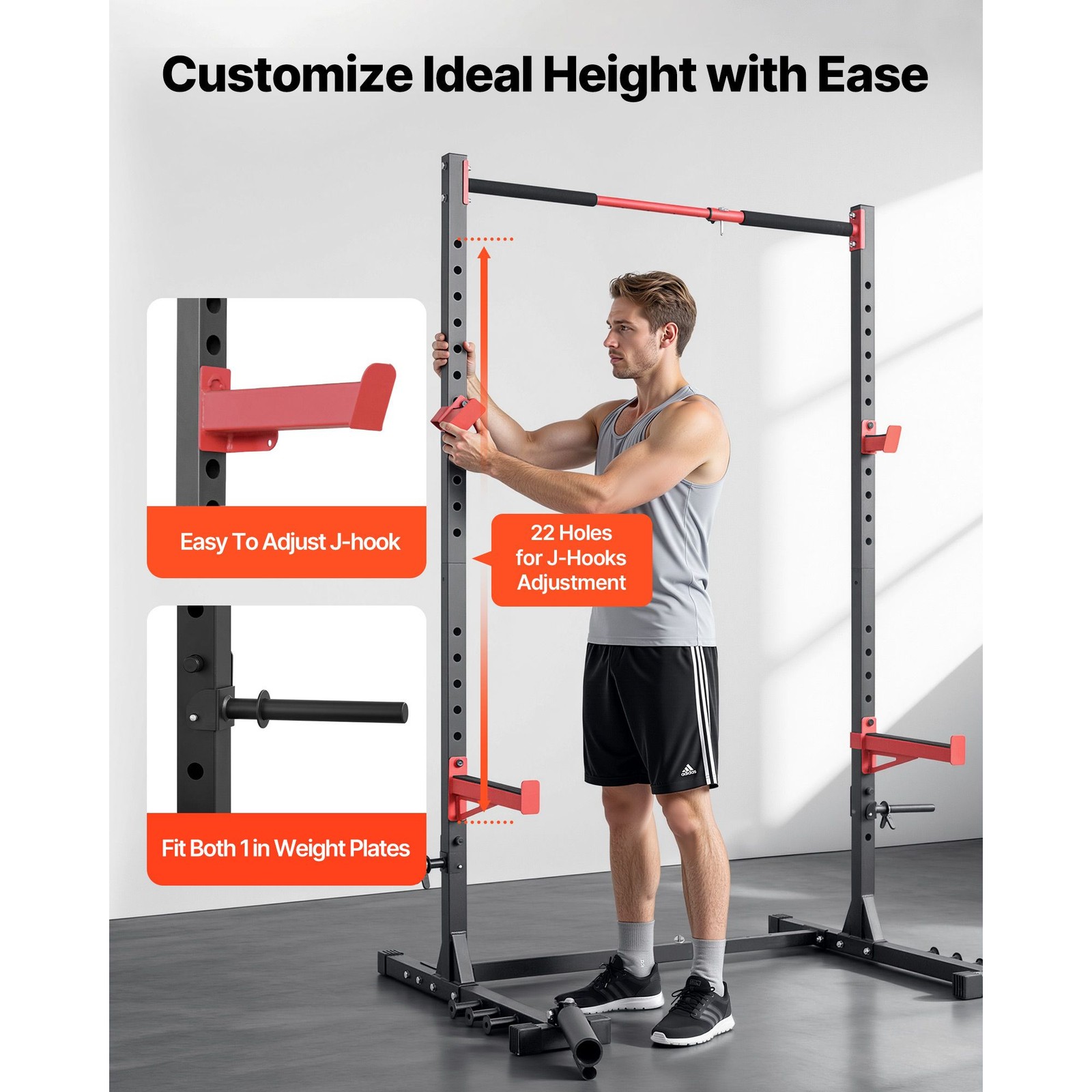 Powder-Coated Steel Power Cage Rack Home Gym