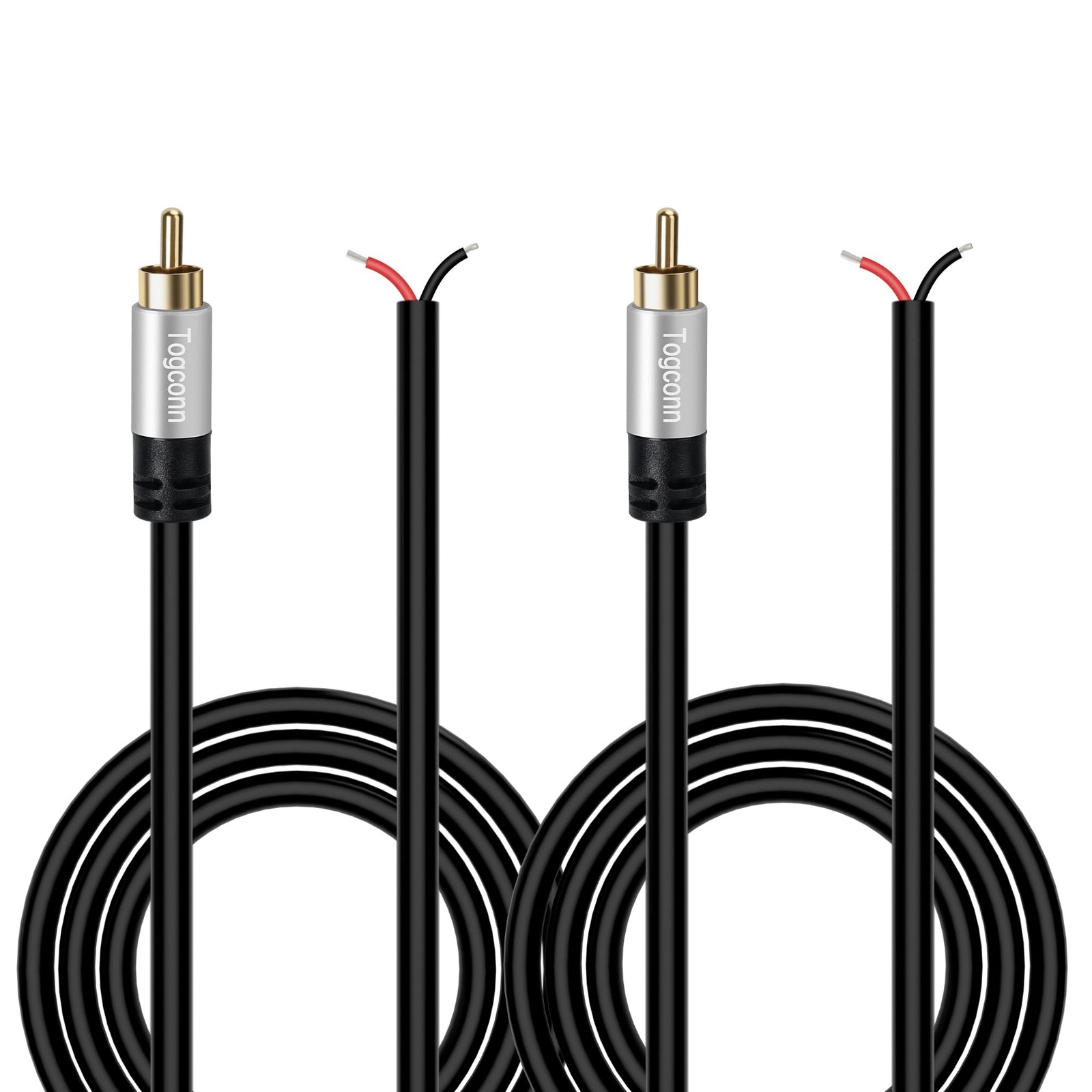 RCA to Bare Wire Speaker Cable (2 Pack 20AWG 6 Feet, Male wire