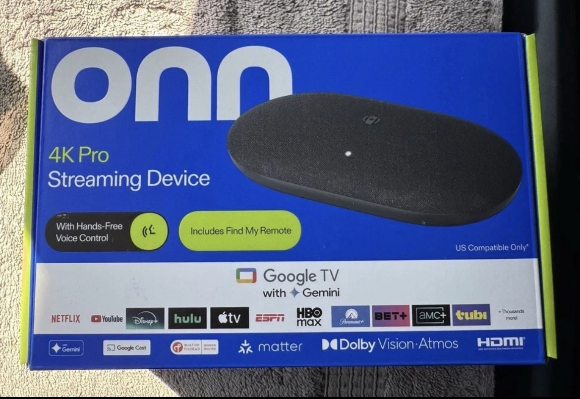 New model Onn. 4K Pro Streaming Device 2026 Google TV 32GB Dolby!