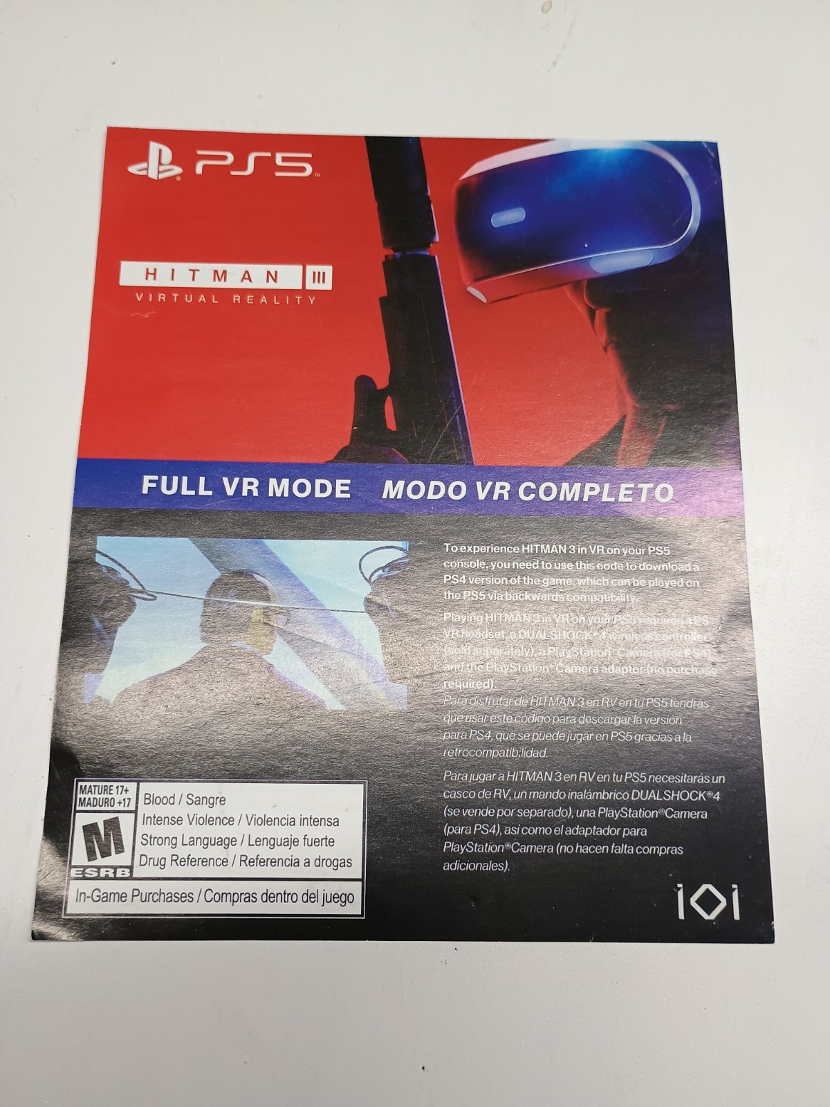 Hitman 3 (PS4)  PlayStation 4 VR Mode Dlc Insert Only