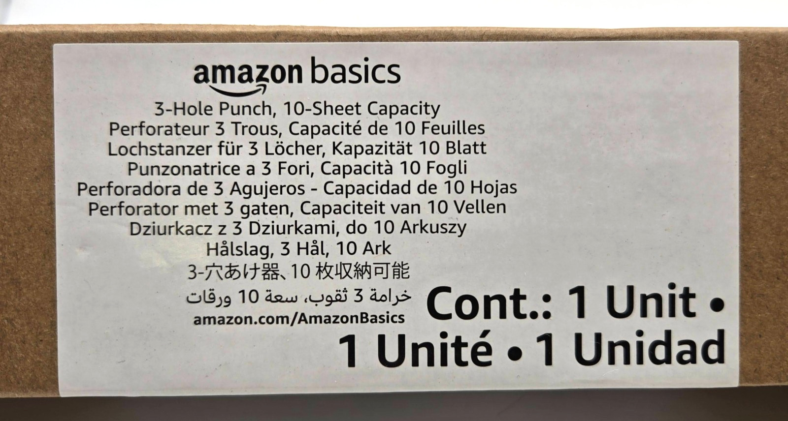 3-Hole Punch - 10 Sheet Capacity - Black Amazon Basics New/Sealed