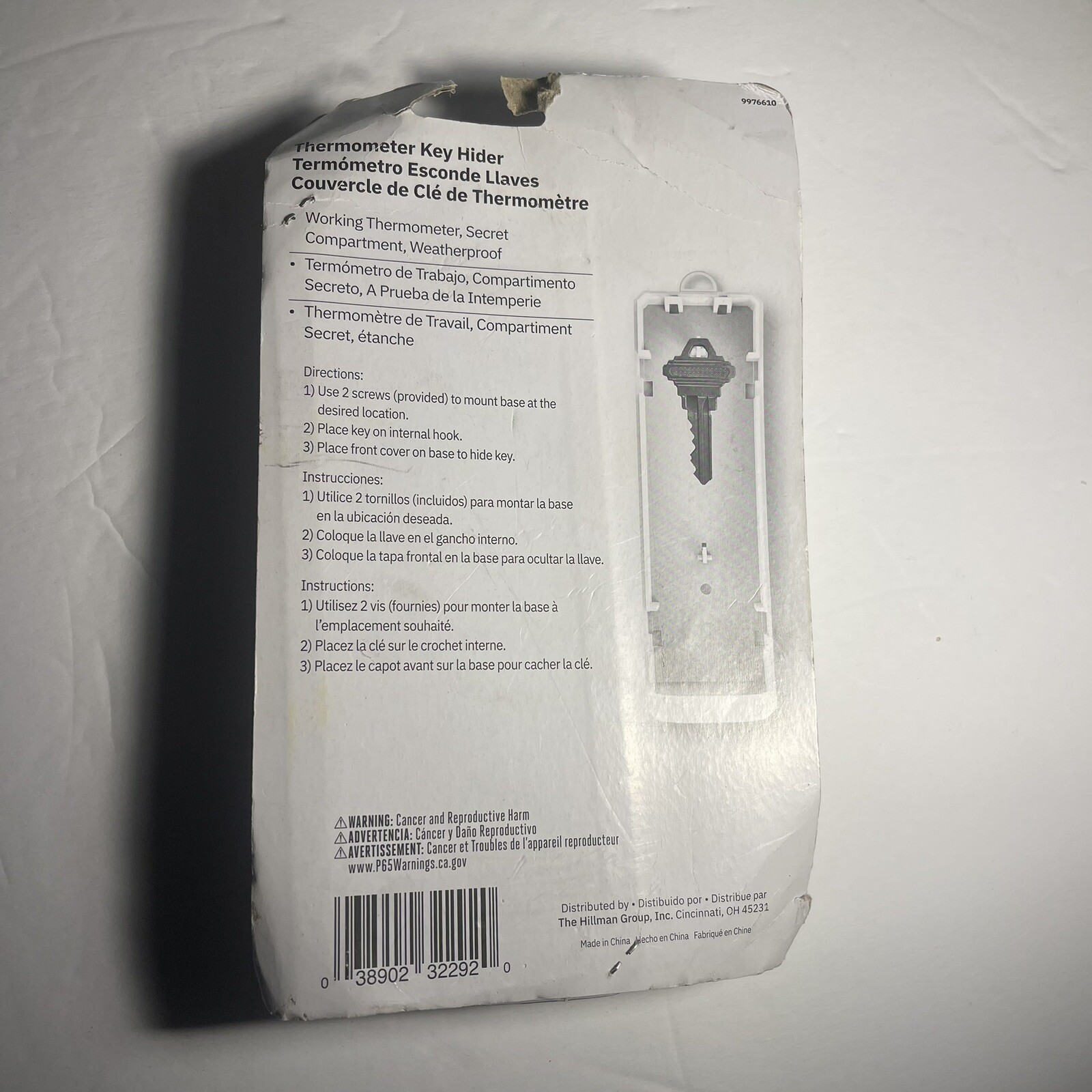 Hillman Minute Key White Thermometer Multiple Key Hider Outdoor Plastic Hide