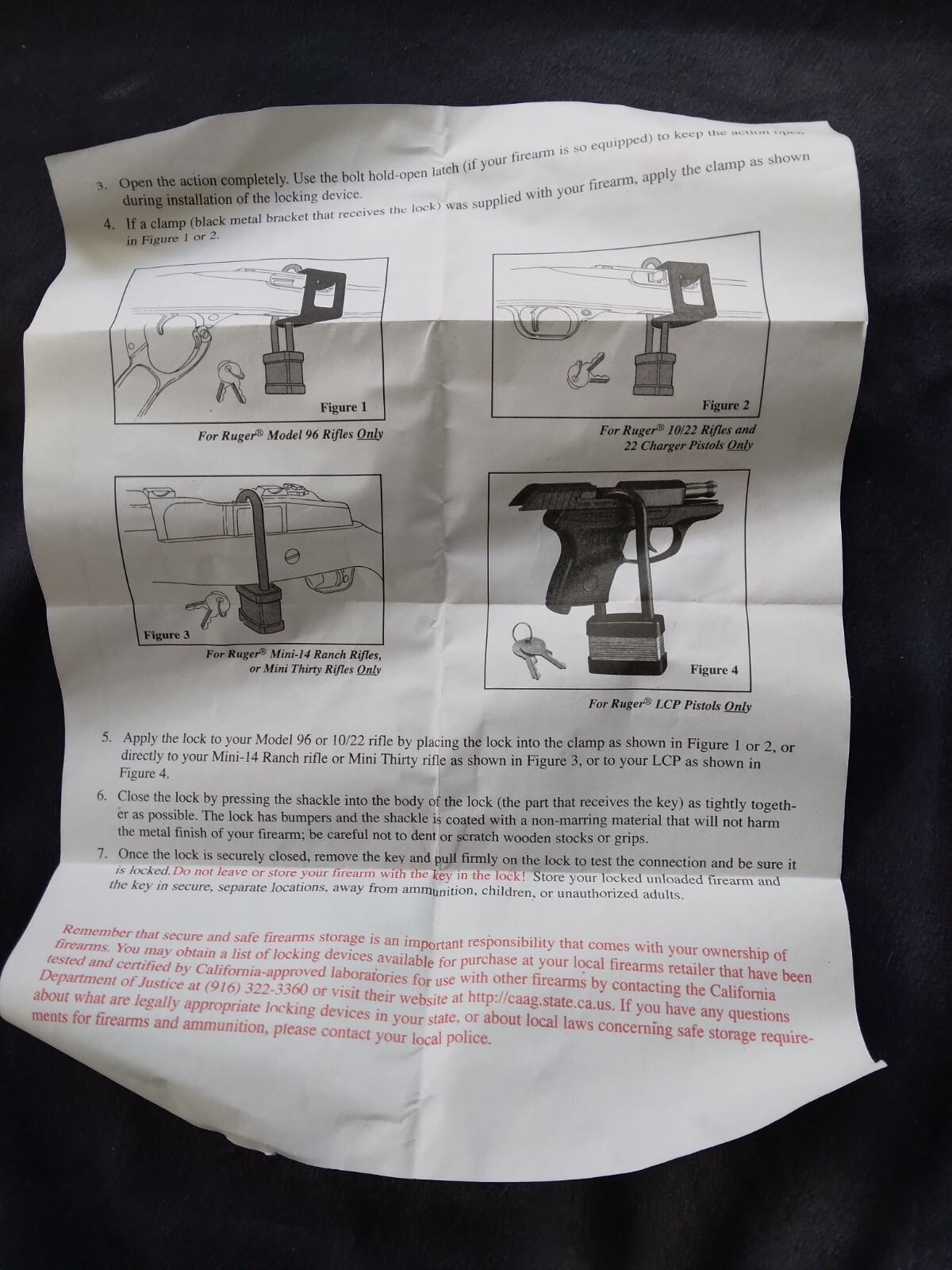 Ruger Lock with Two Keys, New in Plastic Bag
